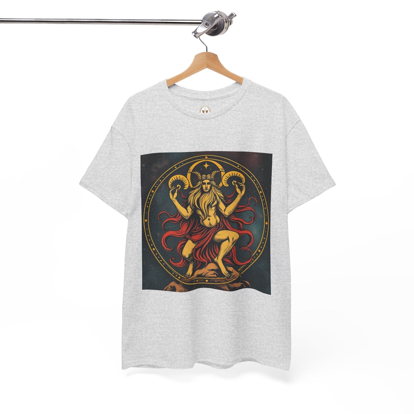 Unisex Heavy Cotton T-Shirt, Aries God 3v, Zodiac Design