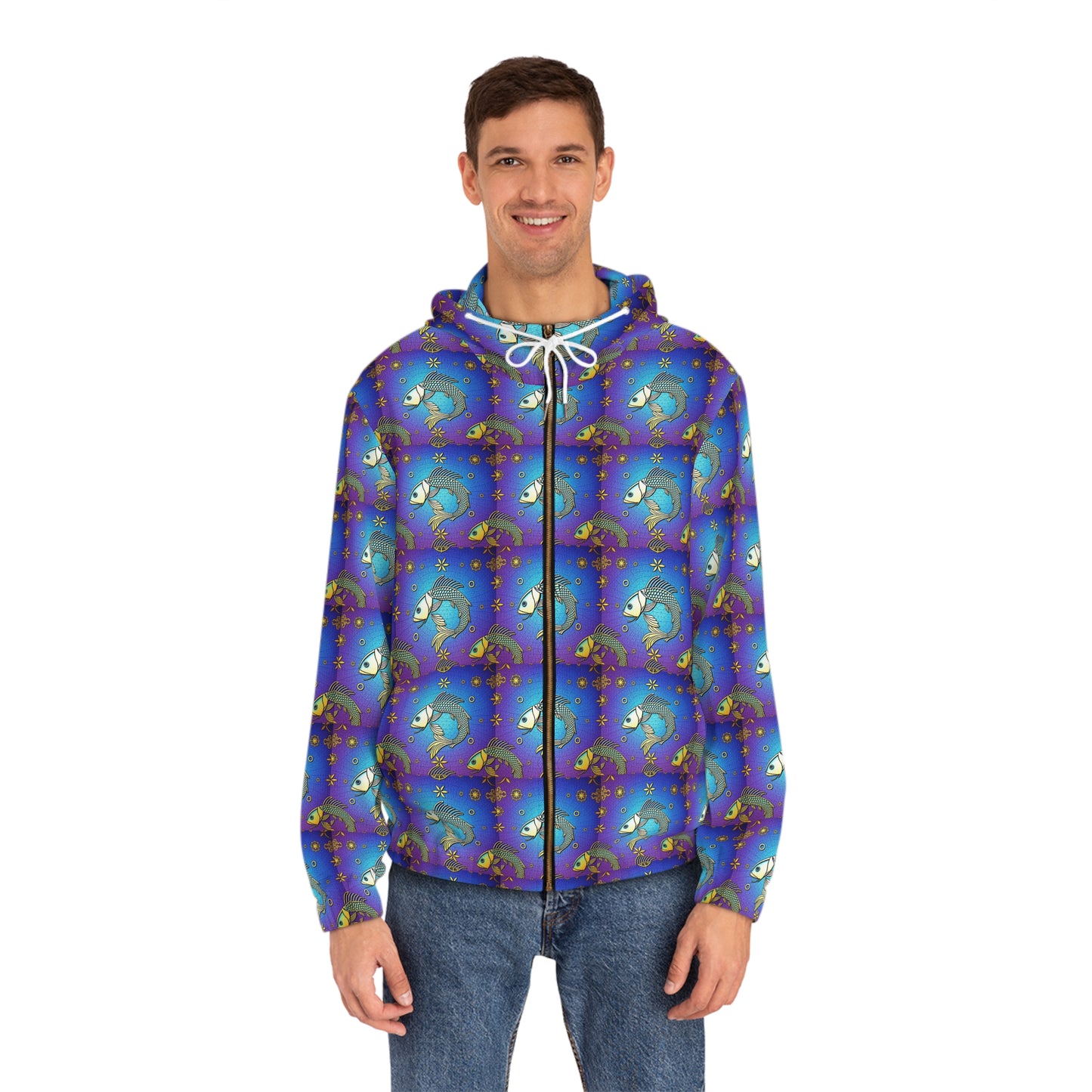 Full-Zip Hoodie (AOP), Pisces, Zodiac, Pattern