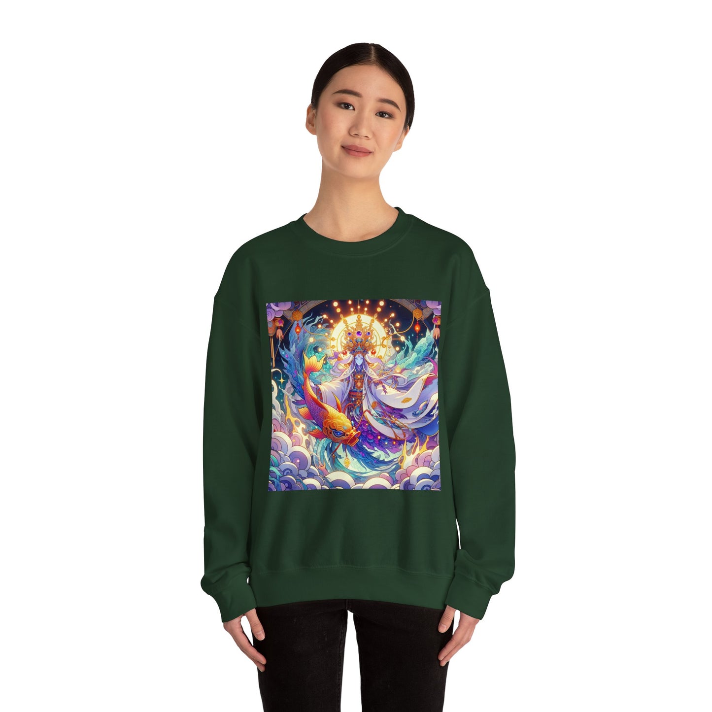 Unisex Heavy Blend™ Crewneck Sweatshirt, Anime Pisces King, Zodiac Design