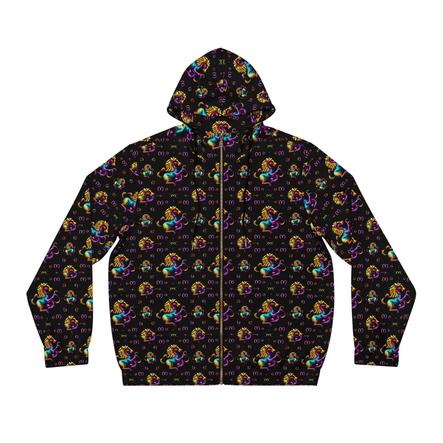 Full-Zip Hoodie (AOP), Virgo, Zodiac v1, Pattern
