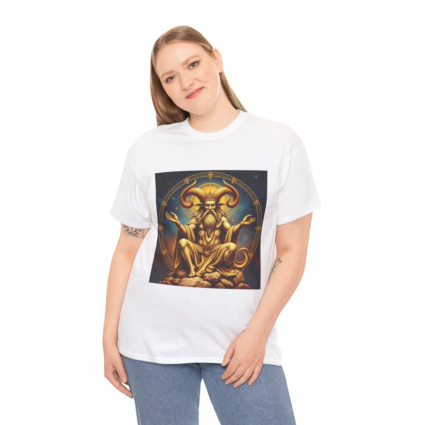 Unisex Heavy Cotton T-Shirt, On The Throne, Taurus Zodiac Design