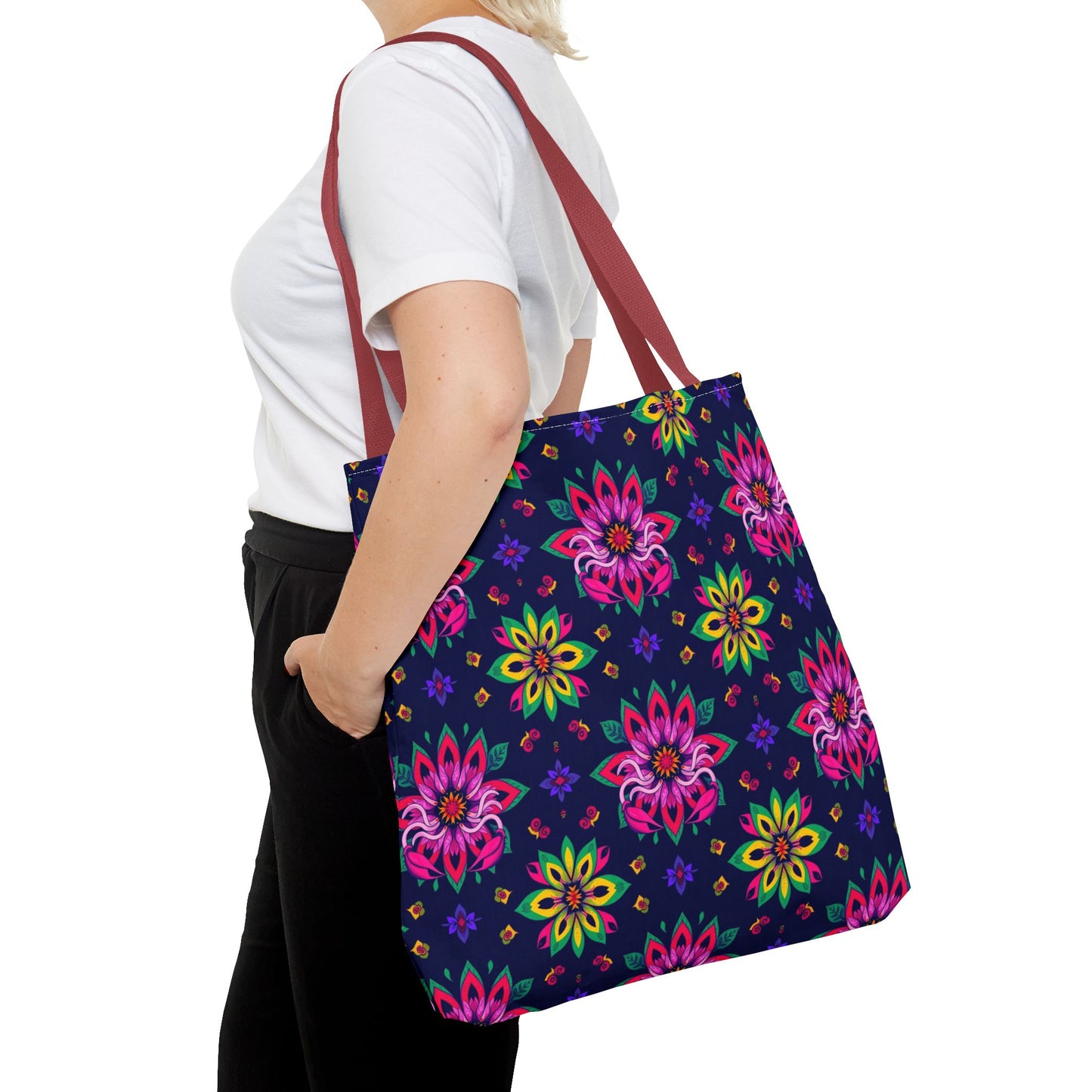 Tote Bag (AOP), Scorpio, Zodiac v2, Flower Pattern