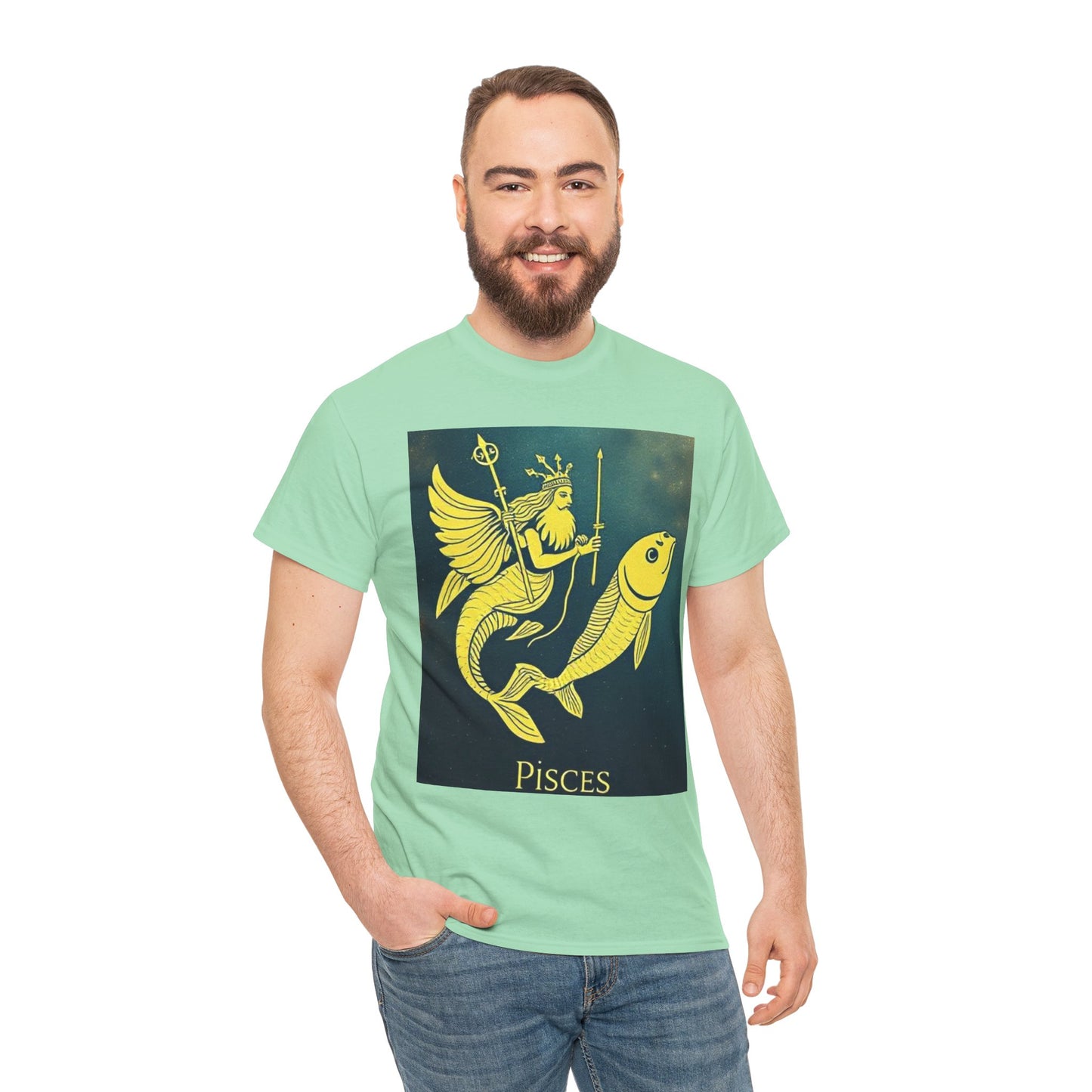 Unisex Heavy Cotton T-Shirt, Pisces Quuen v1, Zodiac Design