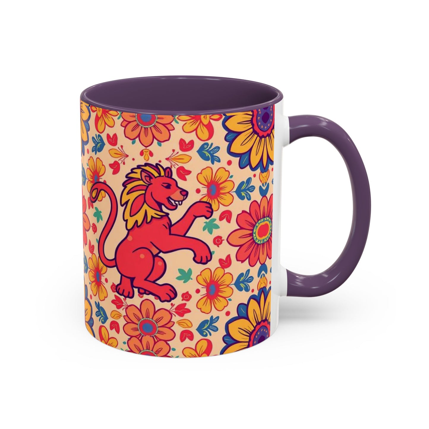 Accent Coffee Mug, Leo, Zodiac, Flower Pattern, (11, 15oz)