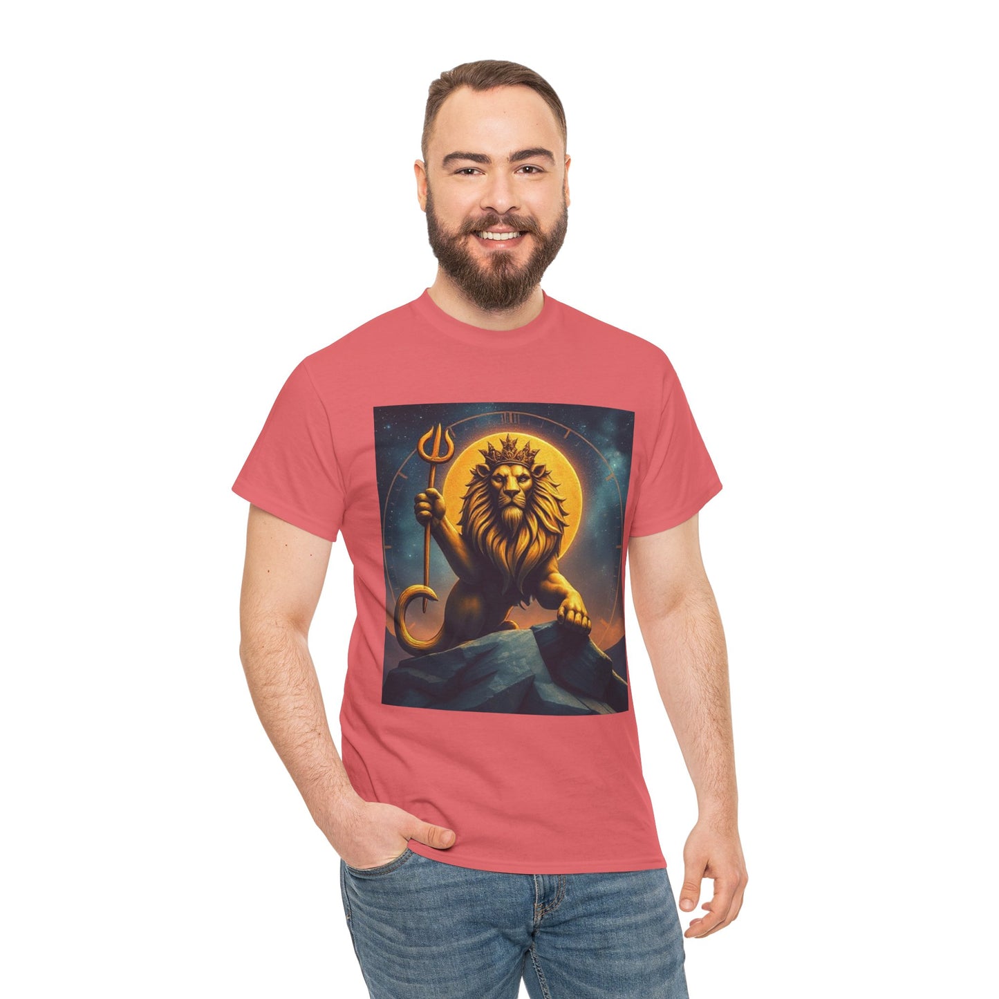 Unisex Heavy Cotton T-Shirt, King of Lion v3, Leo Zodiac Design