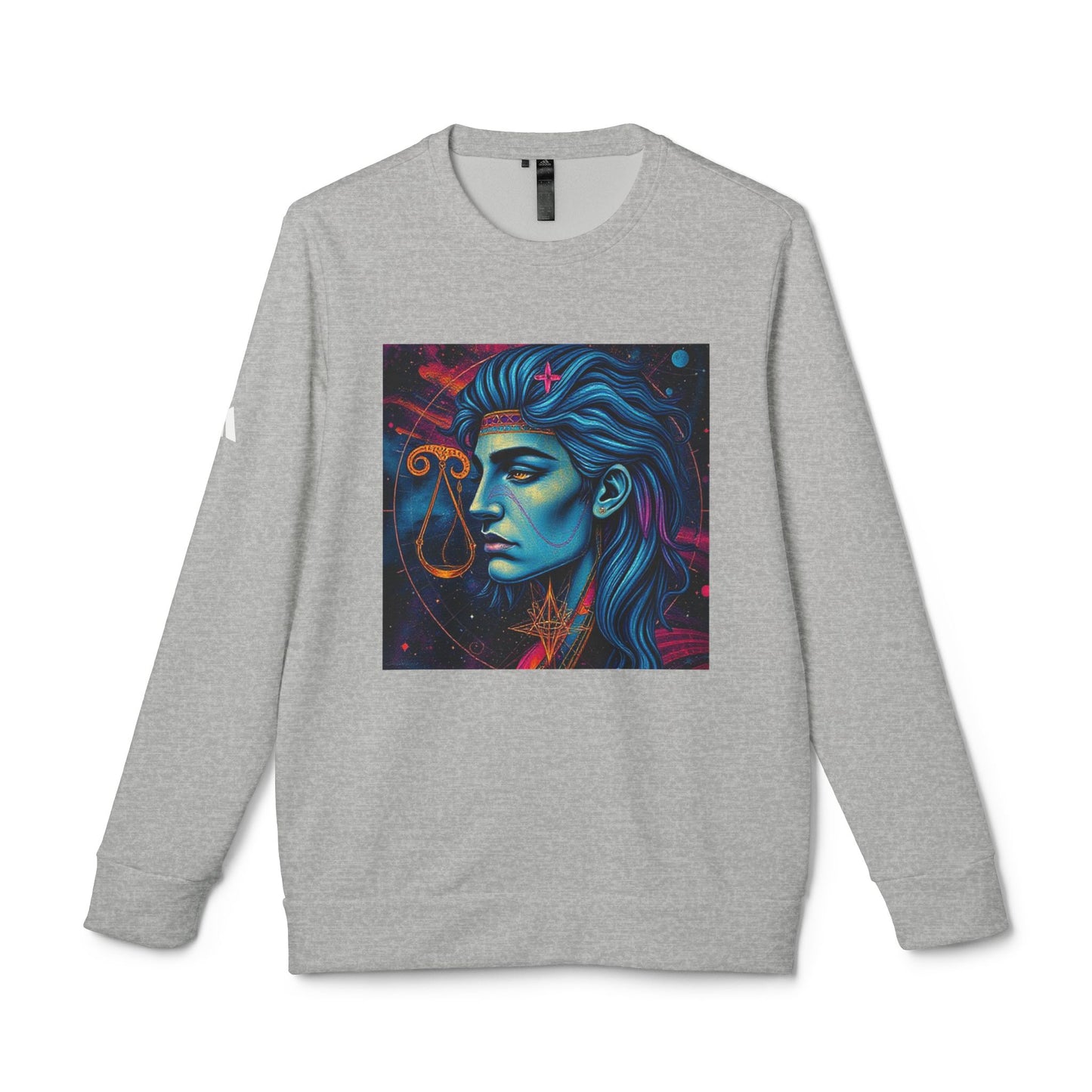 Adidas, Unisex Fleece Crewneck Sweatshirt, Libra, Pop Art, Zodiac