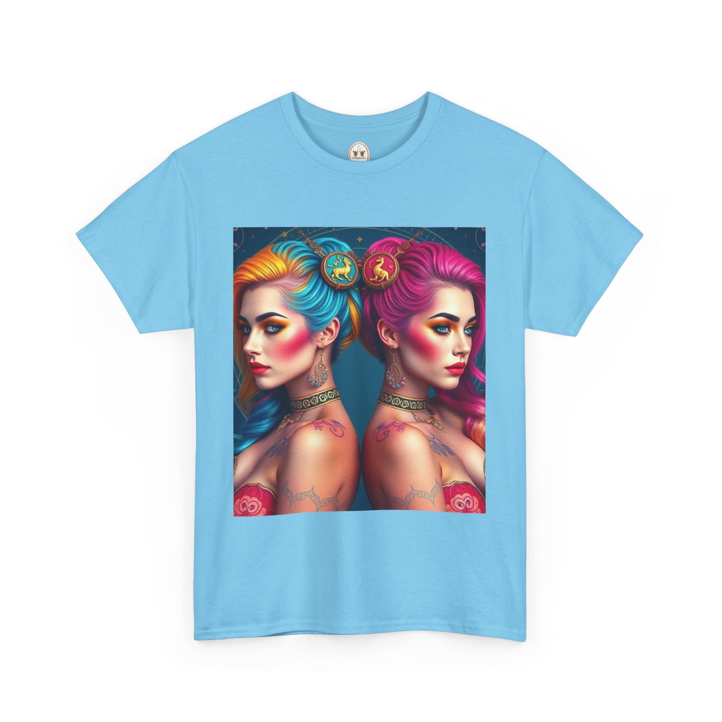 Unisex Heavy Cotton T-Shirt, Gemini, Zodiac v2, Sexy Art