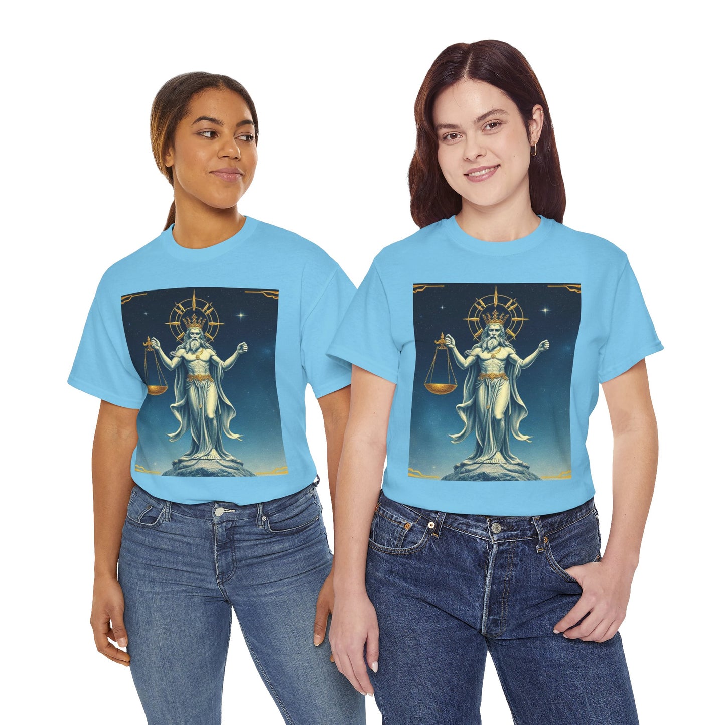 Unisex Heavy Cotton T-Shirt, Space, Libra God, Zodiac Design