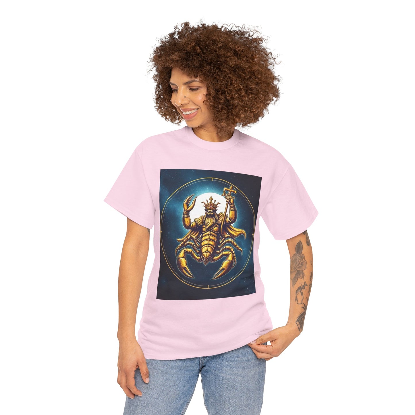 Unisex Heavy Cotton T-Shirt, Moon v1, Scorpio Zodiac Design