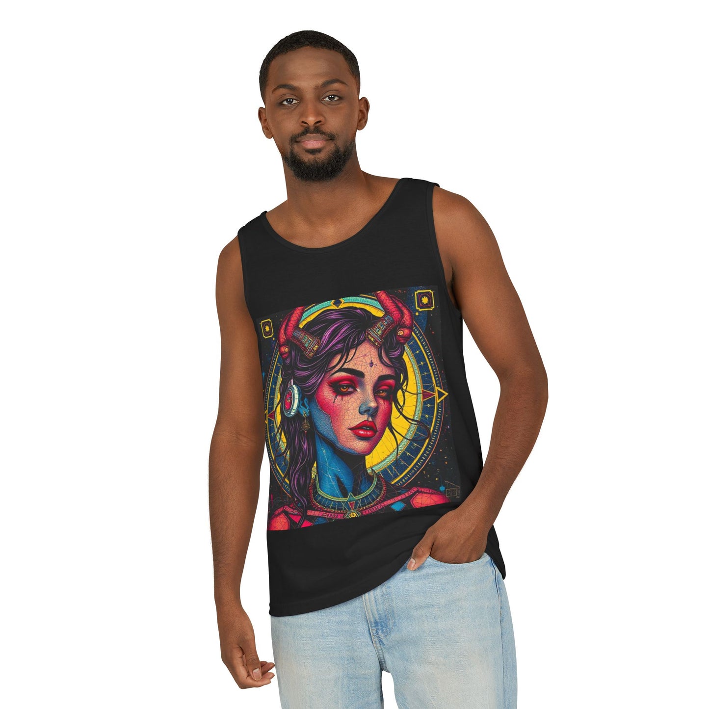 Unisex Garment-Dyed, Tank Top, Scorpio Design, Pop Art, 100% US cotton