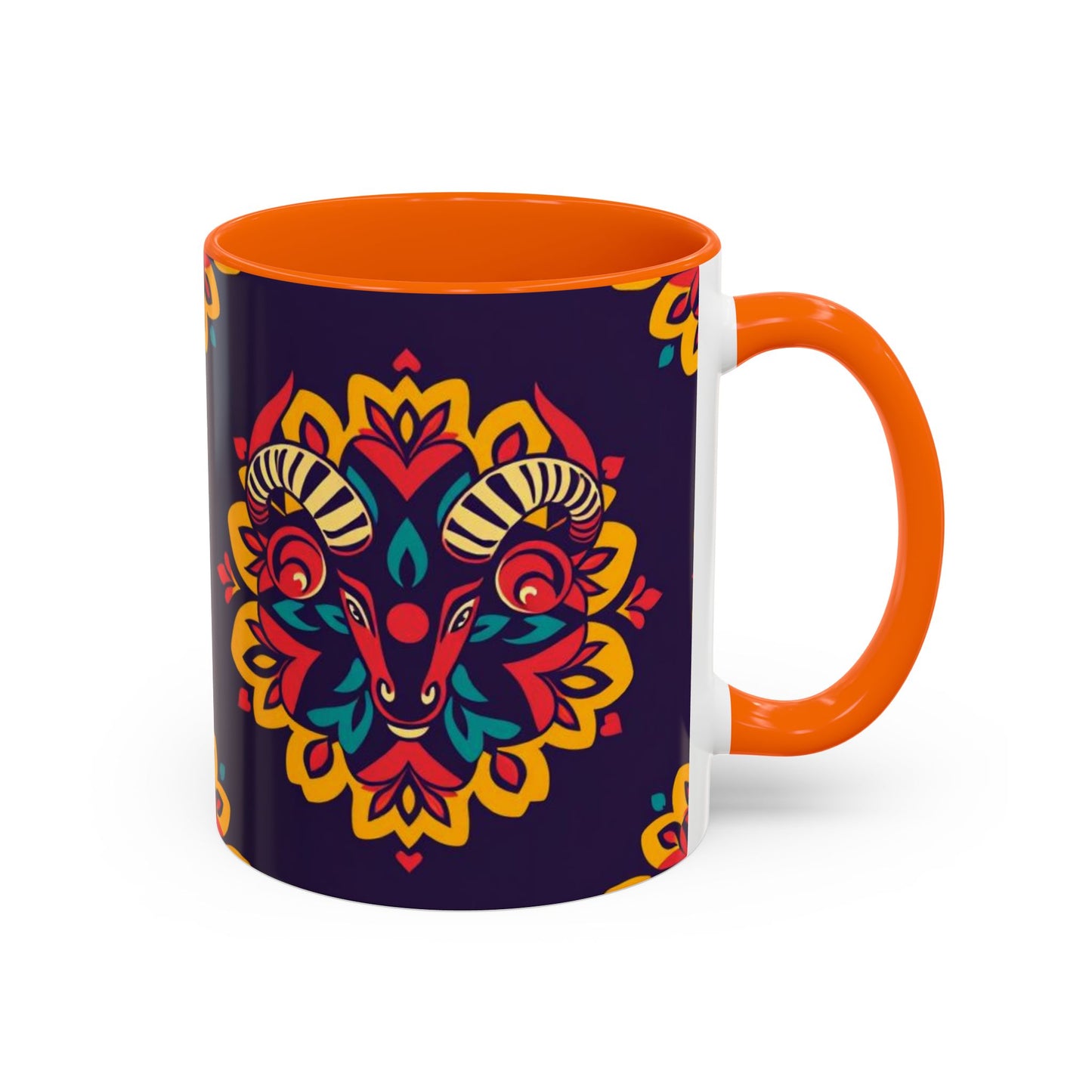 Accent Coffee Mug, Taurus, Zodiac v4. Flower Pattern, (11, 15oz)