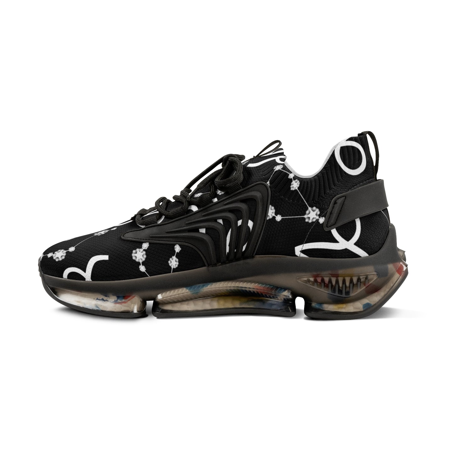 Men's Mesh Sneakers, Capricorn Zodiac Sign, AOP, Black