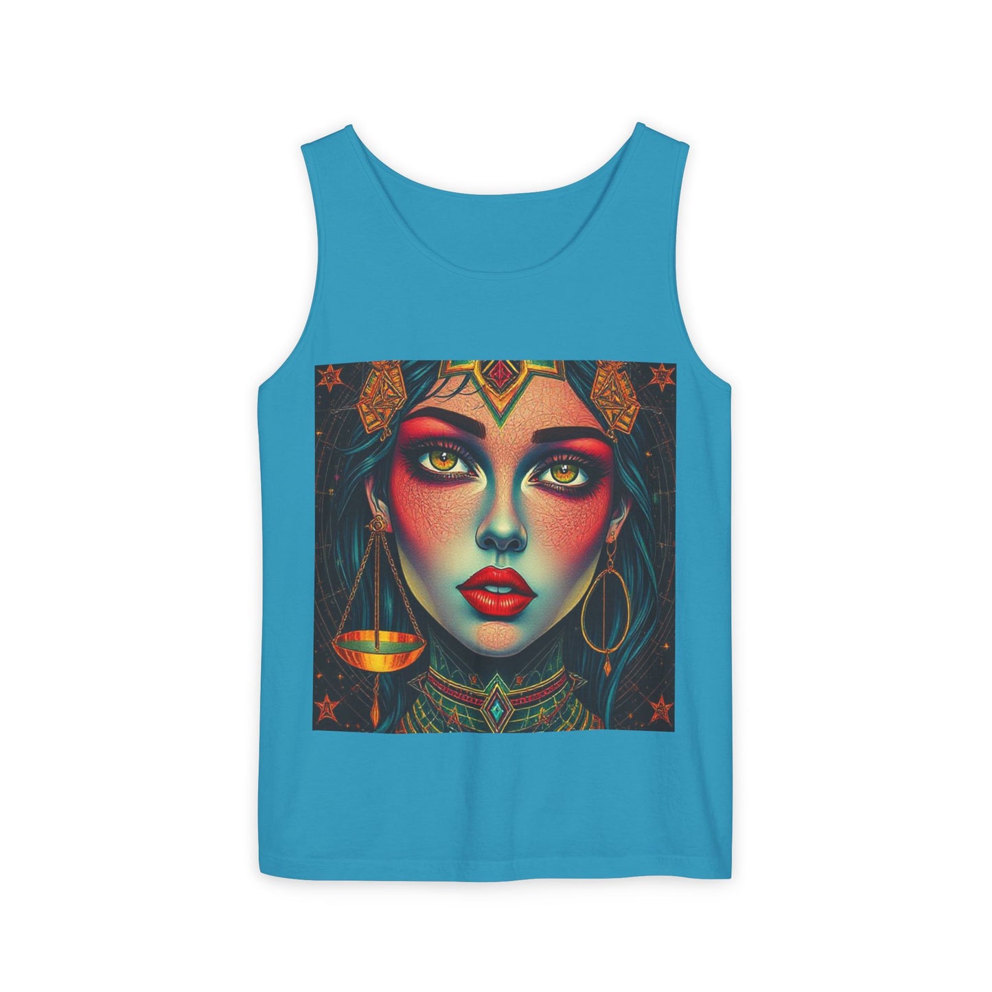 Unisex Garment-Dyed, Tank Top, Libra Design, Pop Art, 100% US cotton