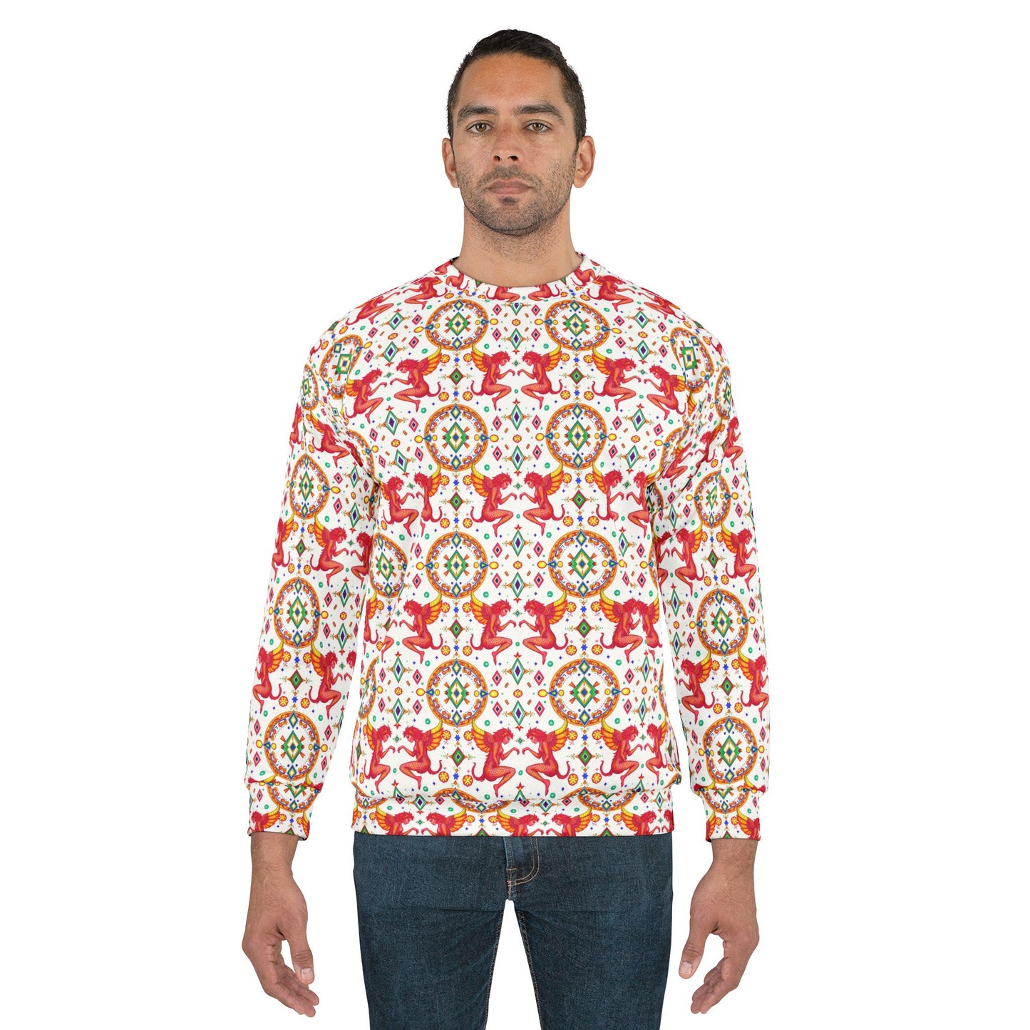 Unisex Sweatshirt (AOP), Gemini, Zodiac, Jewel Pattern