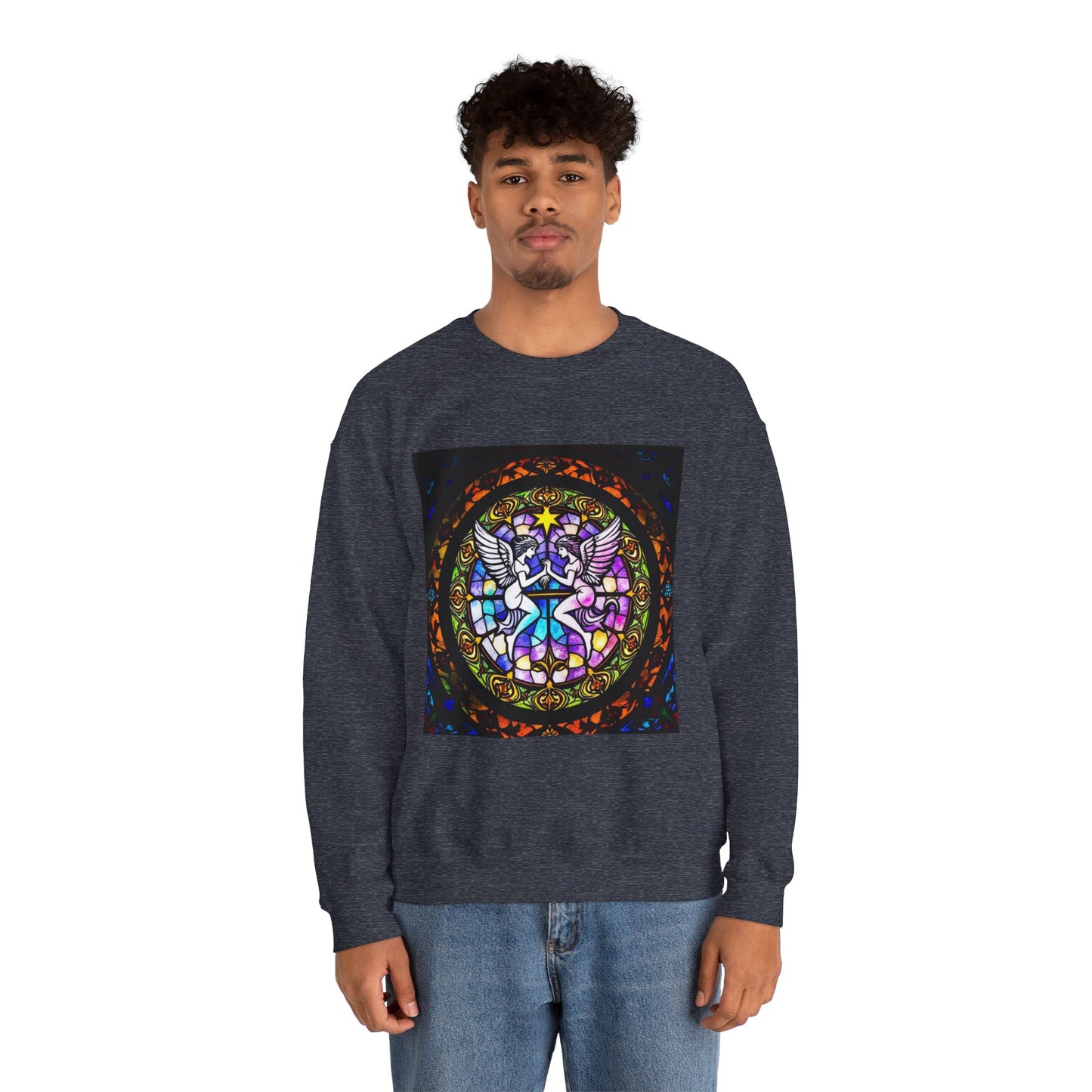 Unisex Heavy Blend™ Crewneck Sweatshirt, Glass 1, Gemini Zodiac Design