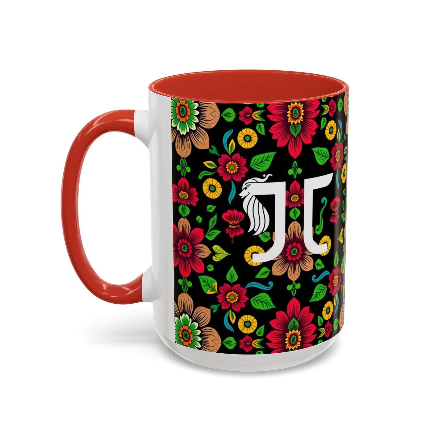 Accent Coffee Mug, Gemini, Zodiac v4, Flower Pattern, (11, 15oz)