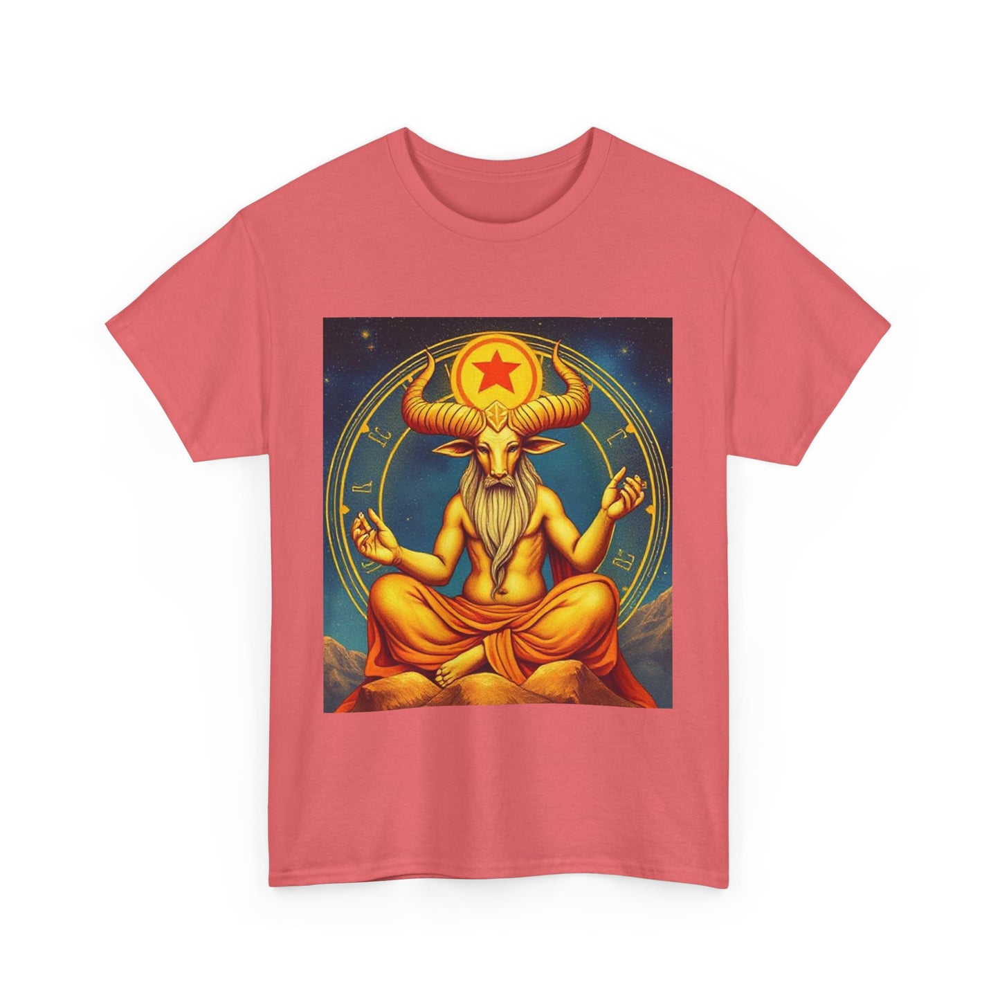 Unisex Heavy Cotton T-Shirt, Meditating Bull, Taurus Zodiac Design