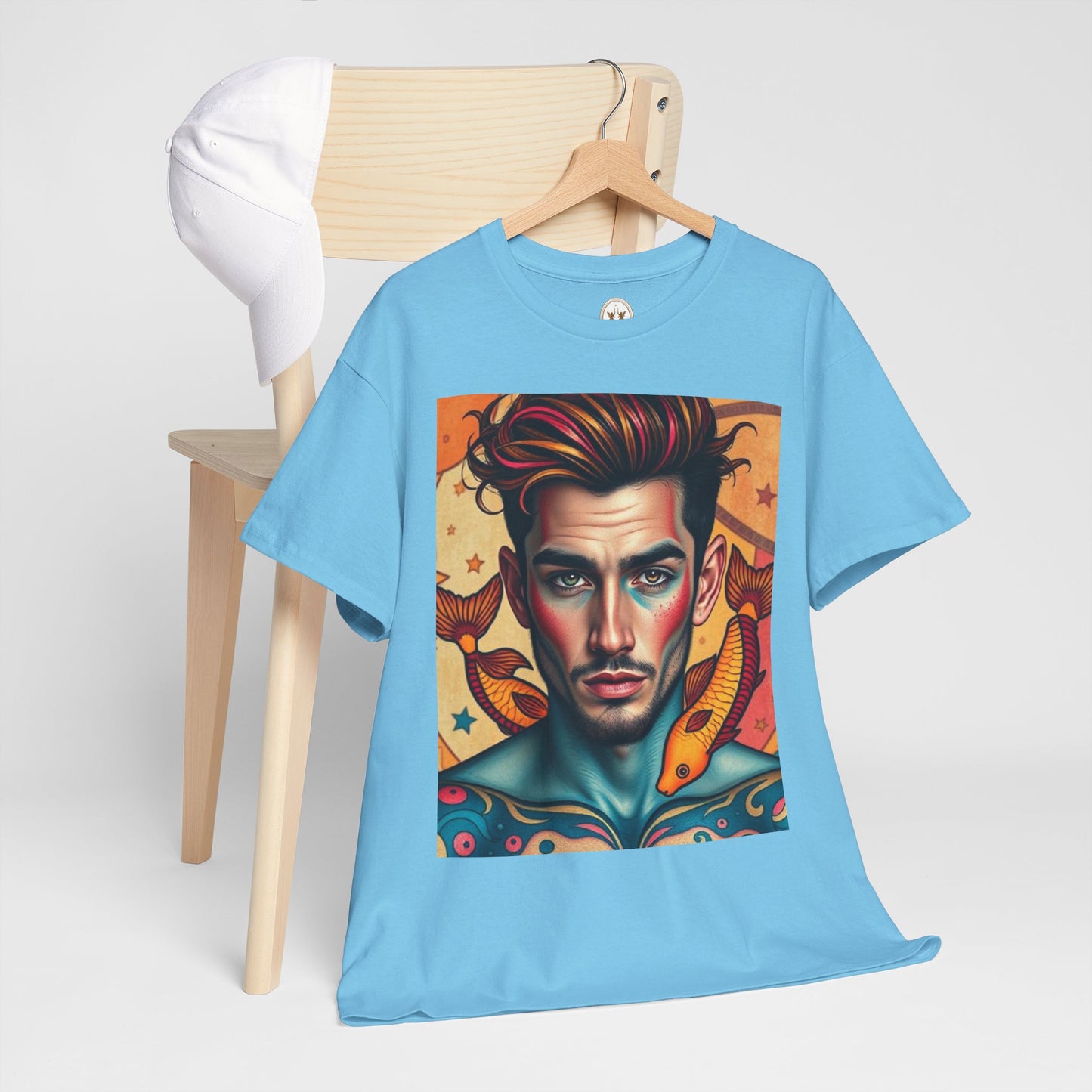 Unisex Heavy Cotton T-Shirt, Pisces, Zodiac v2, Sexy Art
