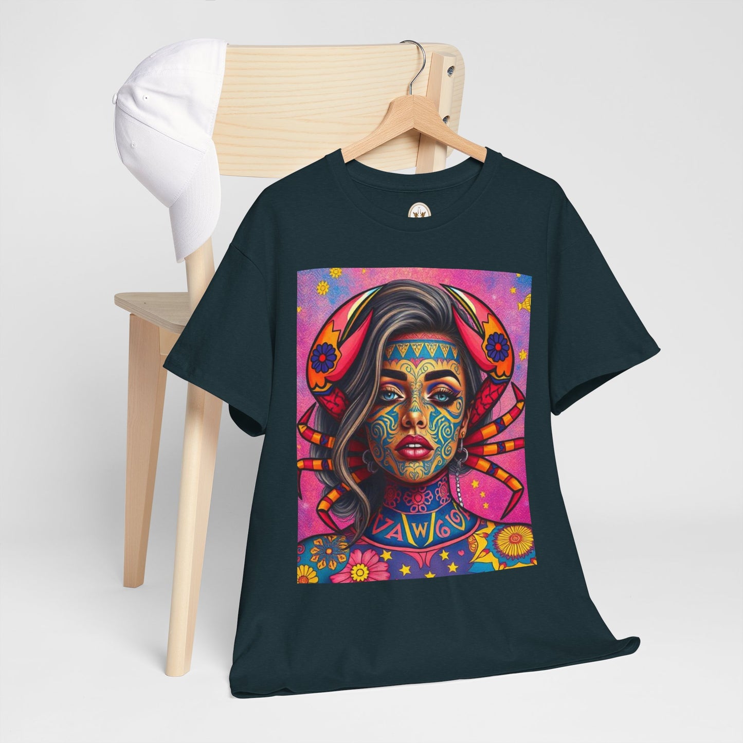 Unisex Heavy Cotton T-Shirt, Cancer, Zodiac v3, Sexy Art
