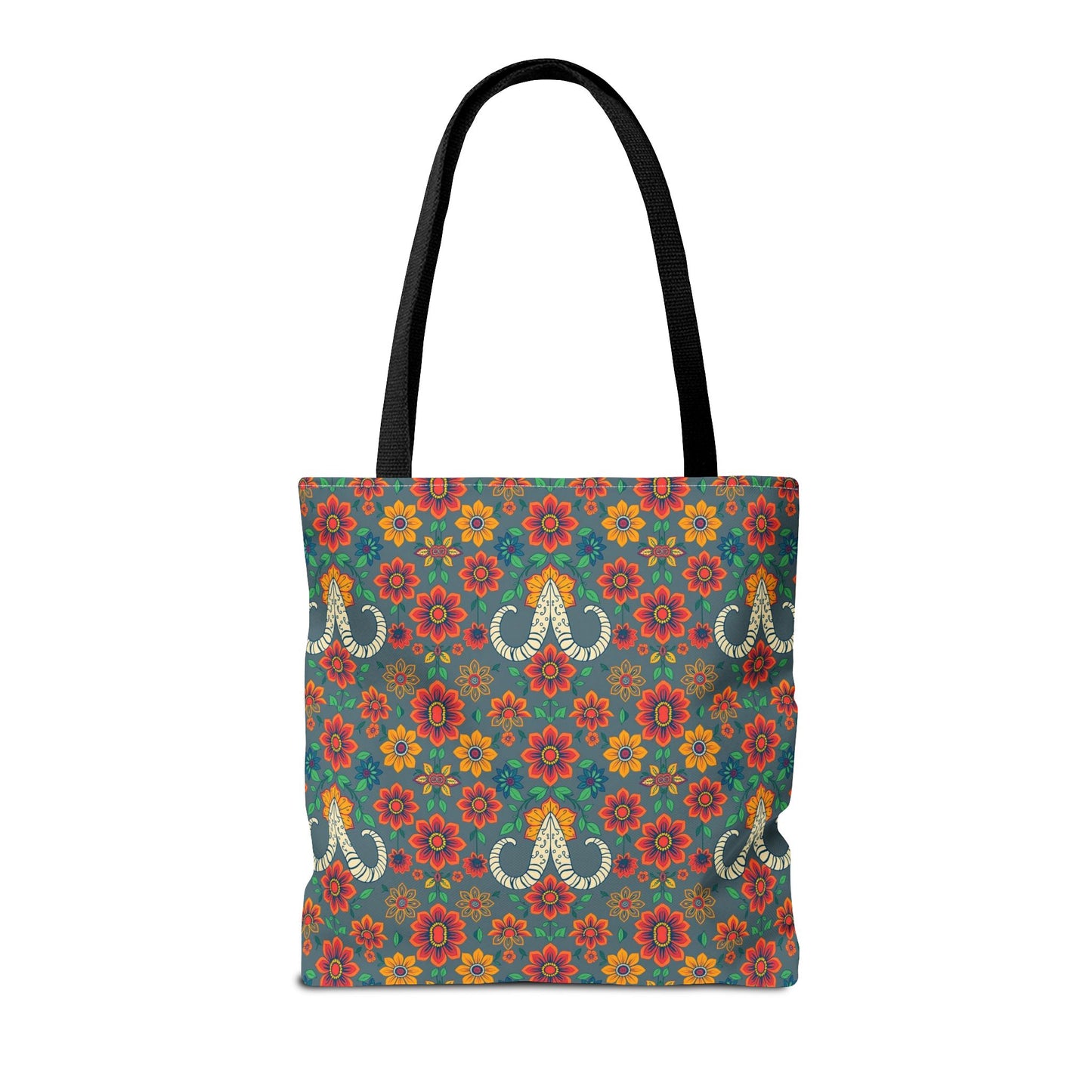 Tote Bag, (AOP), Aries, Zodiac v1, Flower Pattern