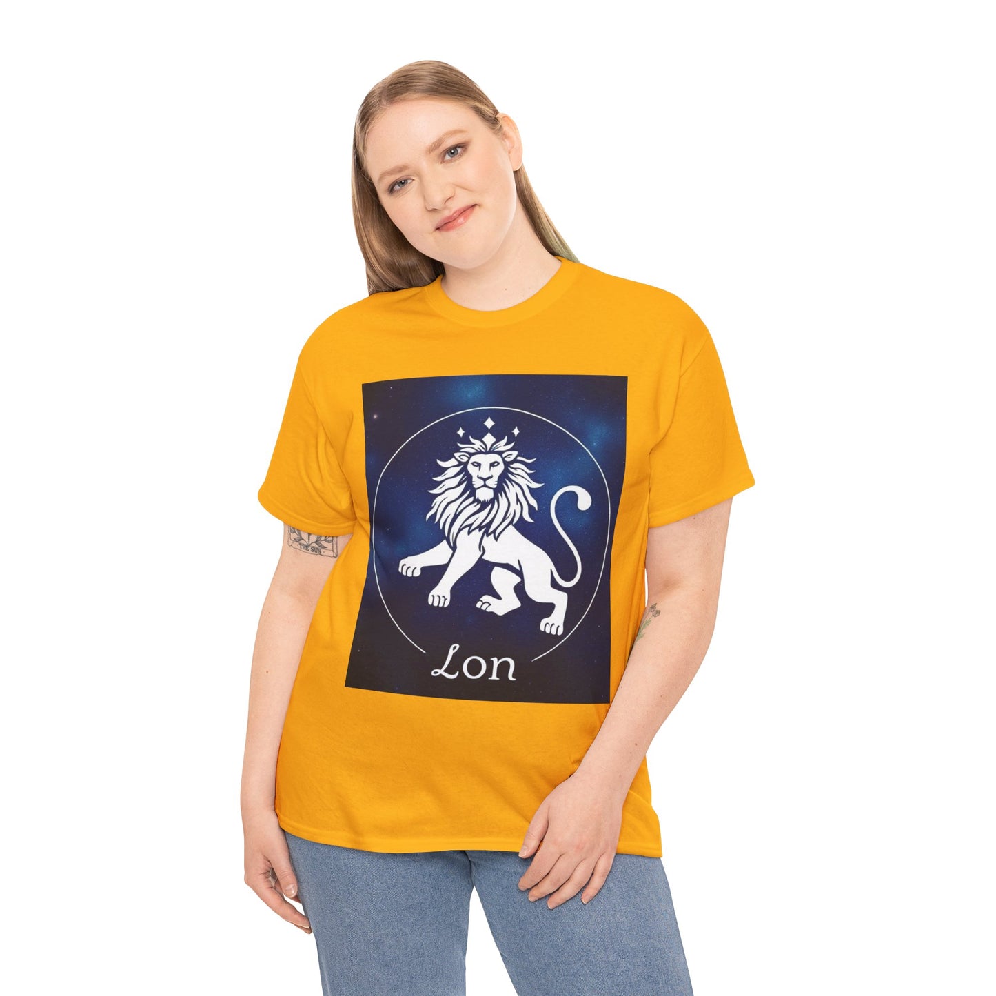 Unisex Heavy Cotton T-Shirt, Space Lion v1, Leo Zodiac Design