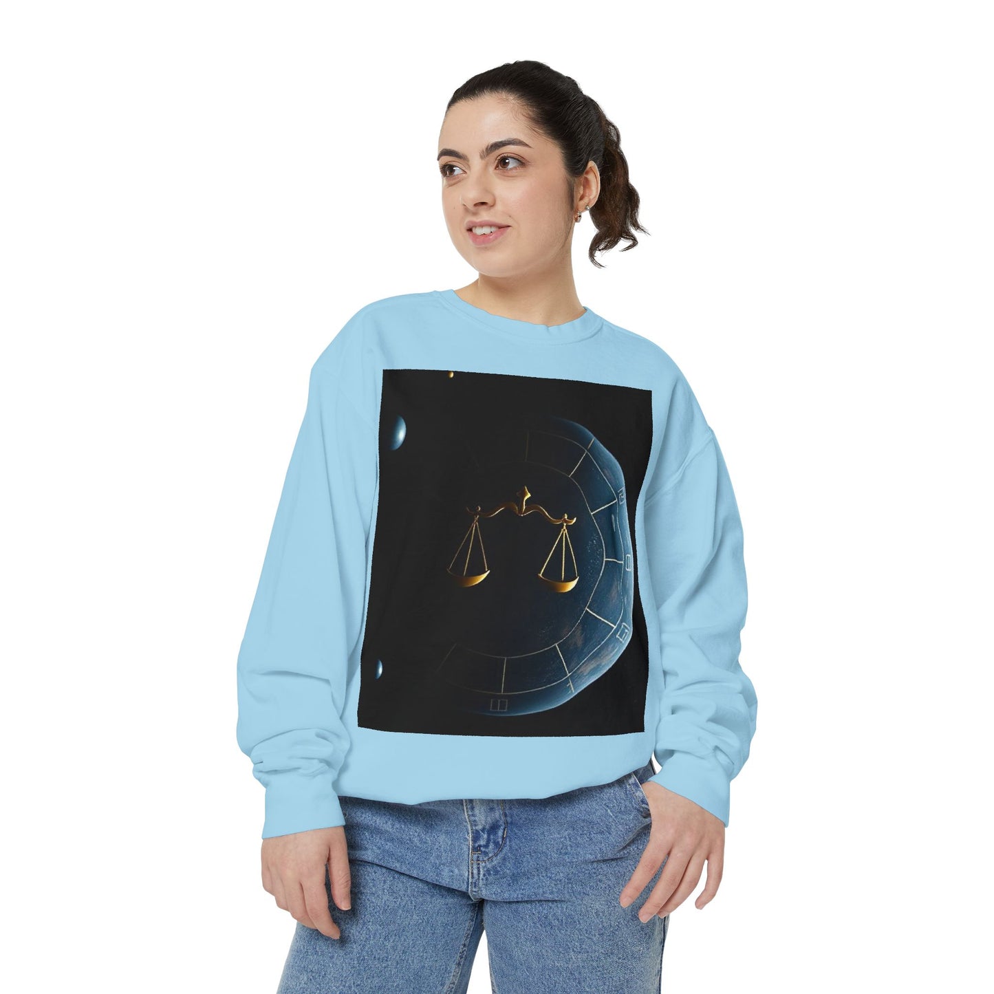 Garment-Dyed Sweatshirt, Unisex, Space Animal Design v1, Libra