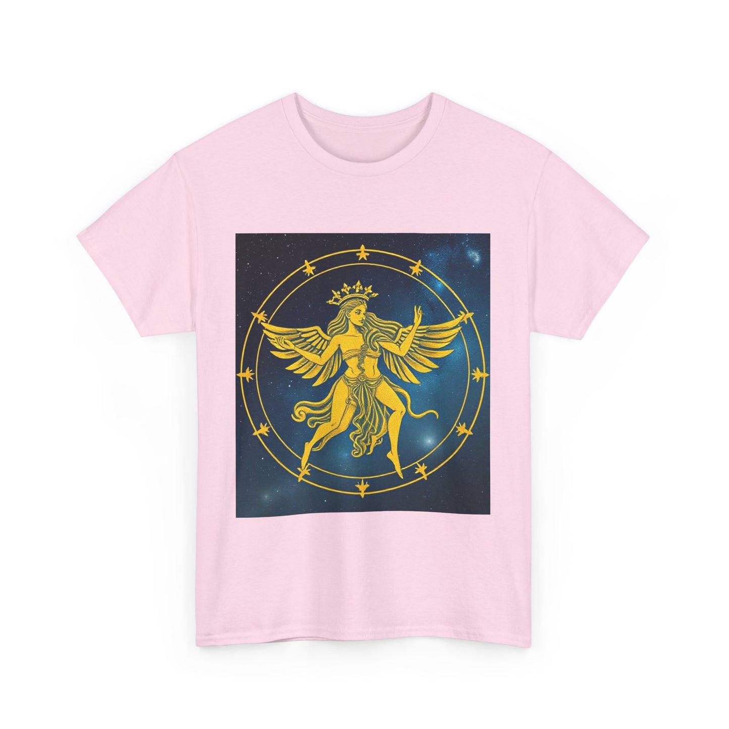 Unisex Heavy Cotton T-Shirt, Twin Angel v3, Gemini Zodiac Design