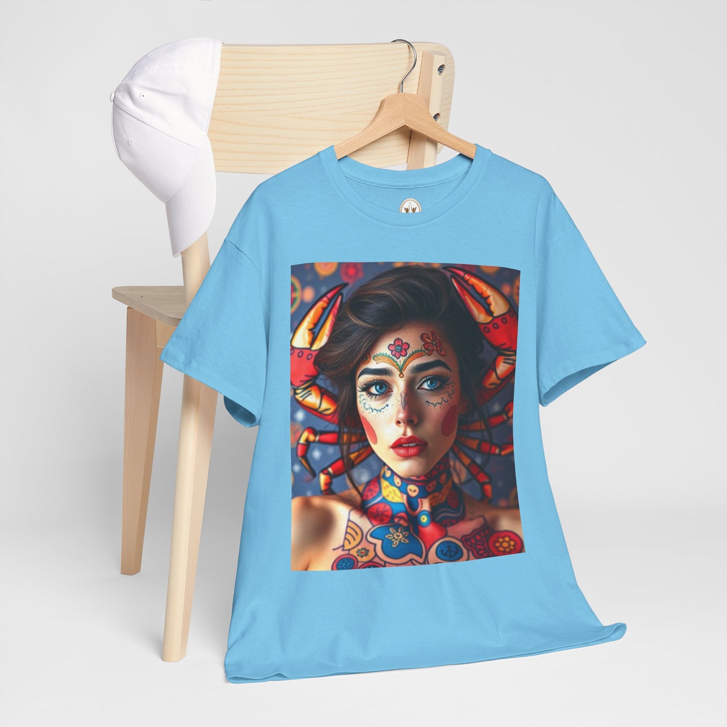 Unisex Heavy Cotton T-Shirt, Cancer, Zodiac v1, Sexy Art