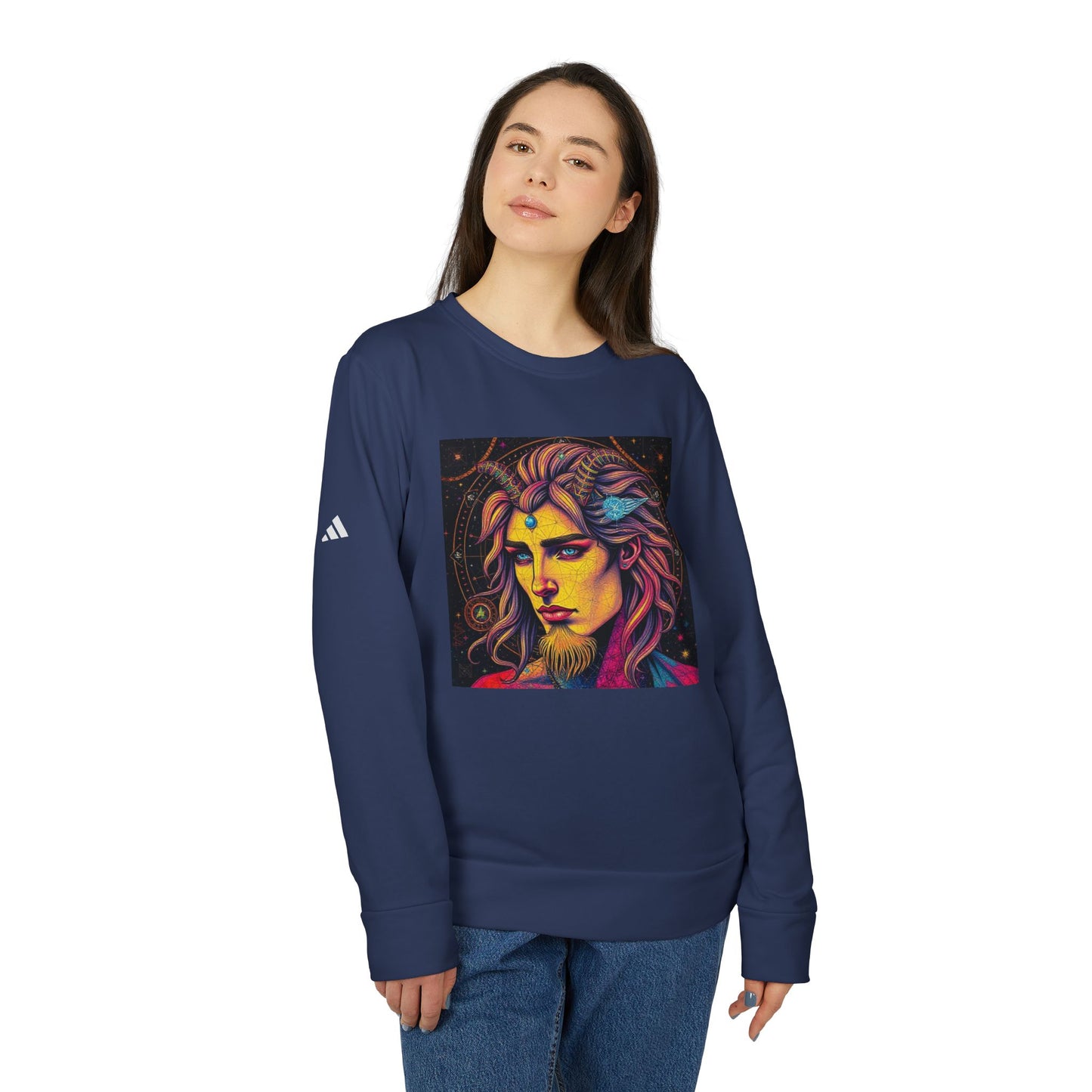 Adidas, Unisex Fleece Crewneck Sweatshirt, Aquarius, Pop Art v1, Zodiac