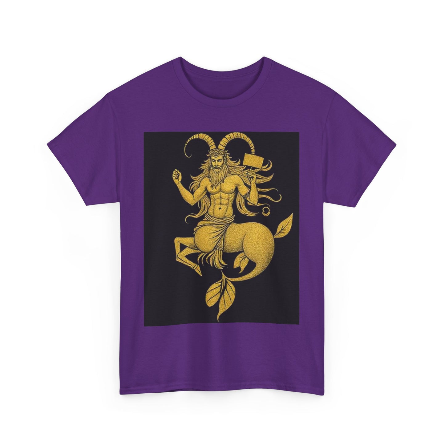 Unisex Heavy Cotton T-Shirt, Capricorn God, Zodiac Design