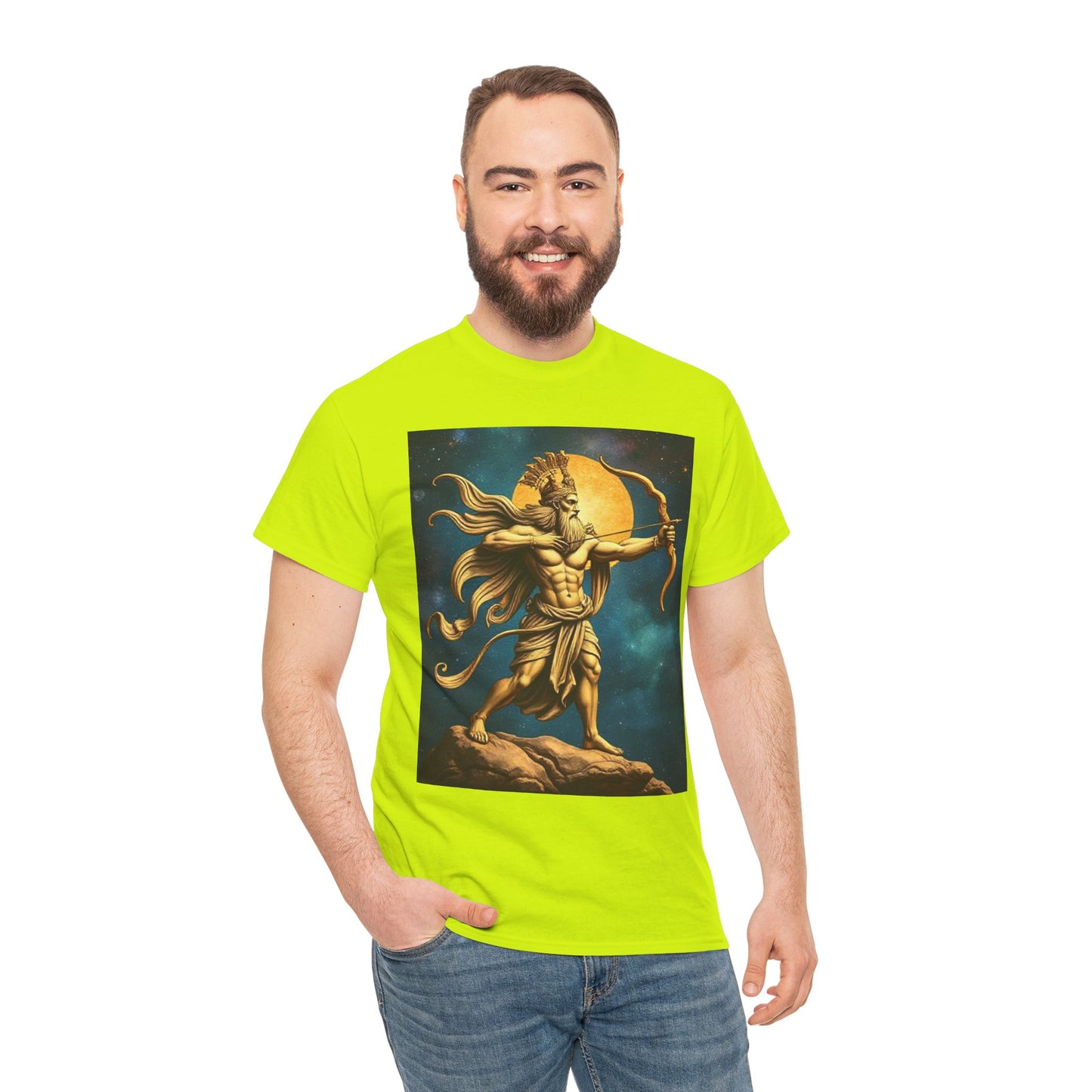 Unisex Heavy Cotton T-Shirt, Midnight Arrow, Sagittarius Zodiac Design