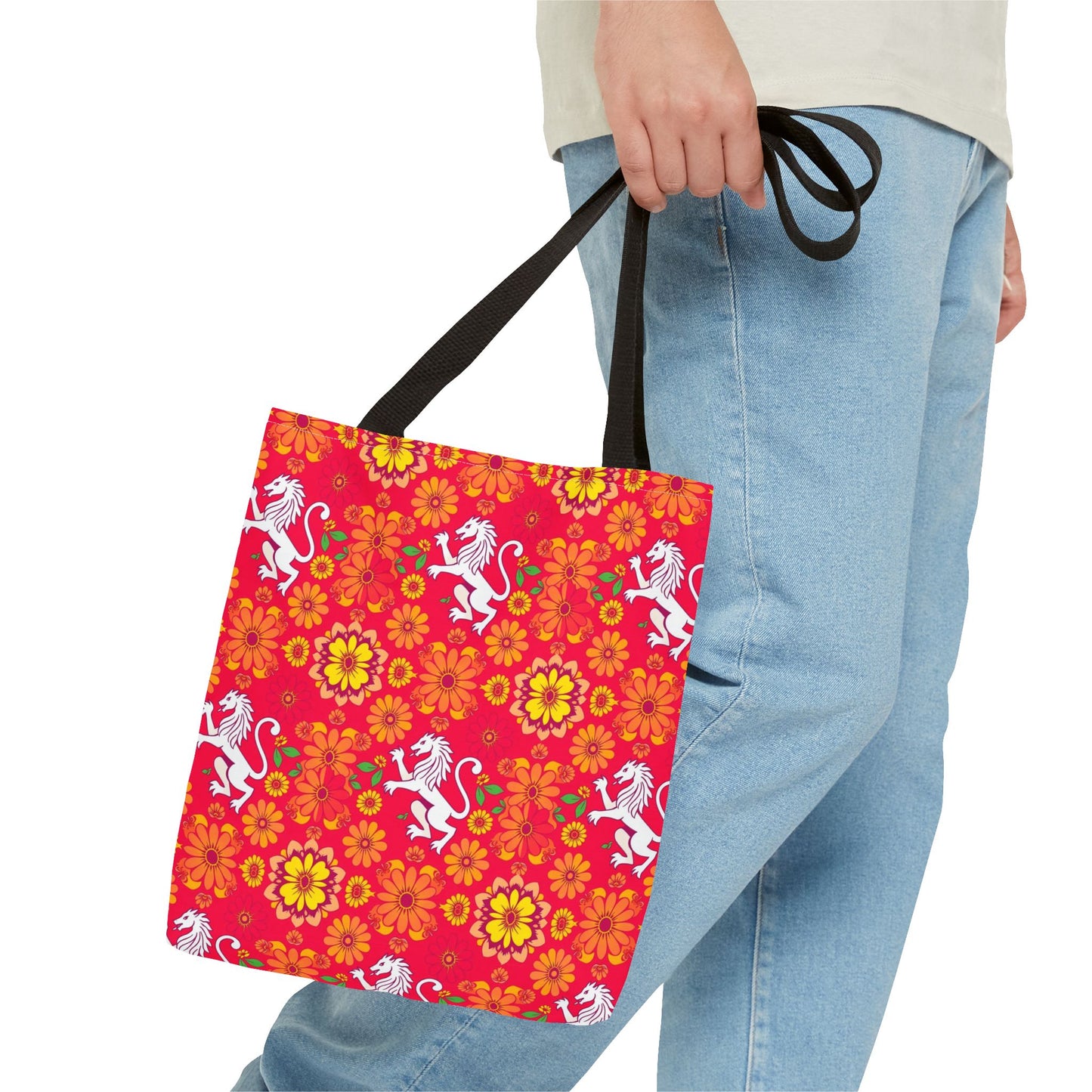 Tote Bag (AOP), Leo, Zodiac, Flower Pattern