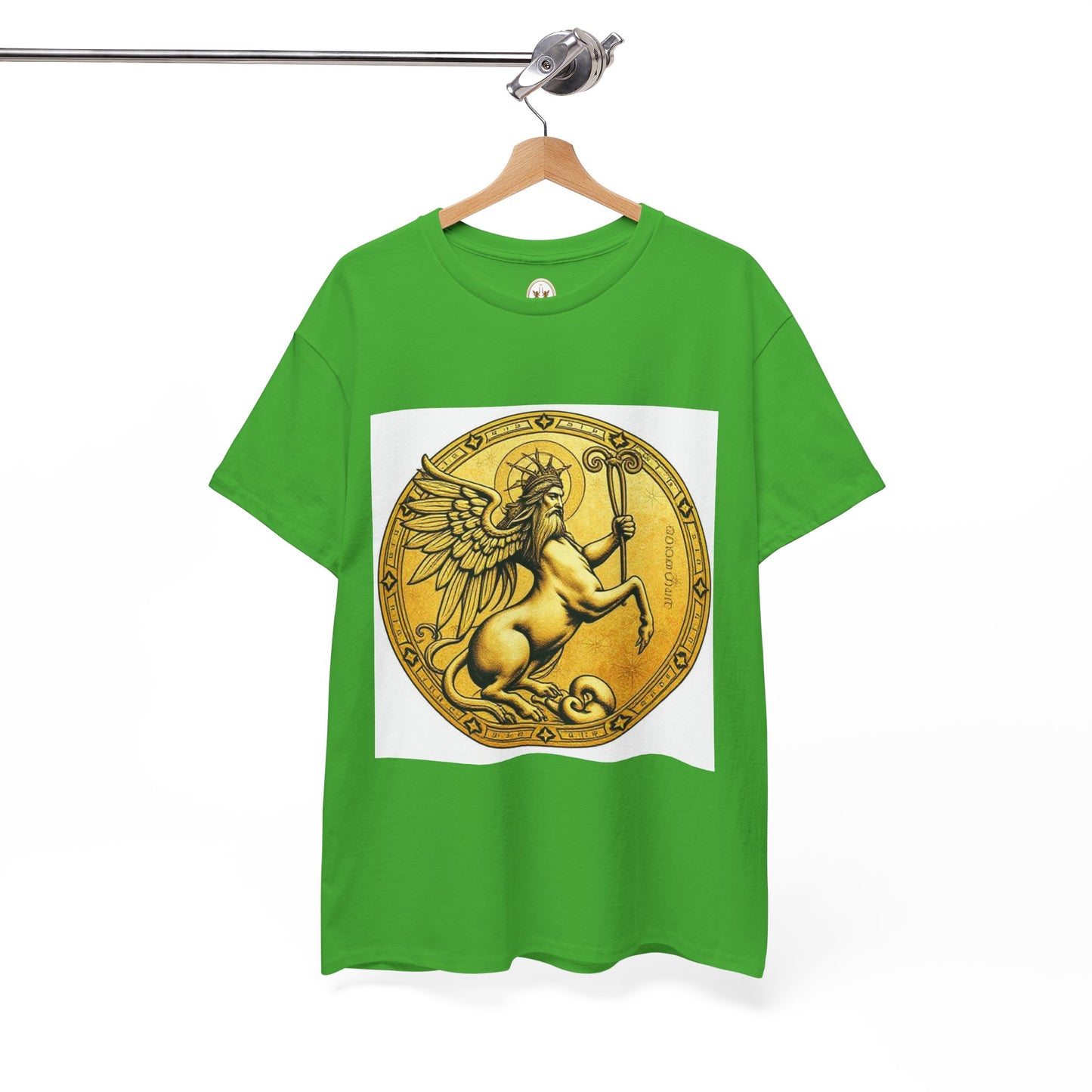 Unisex Heavy Cotton T-Shirt, Golden Angel Coin, Virgo Zodiac Design