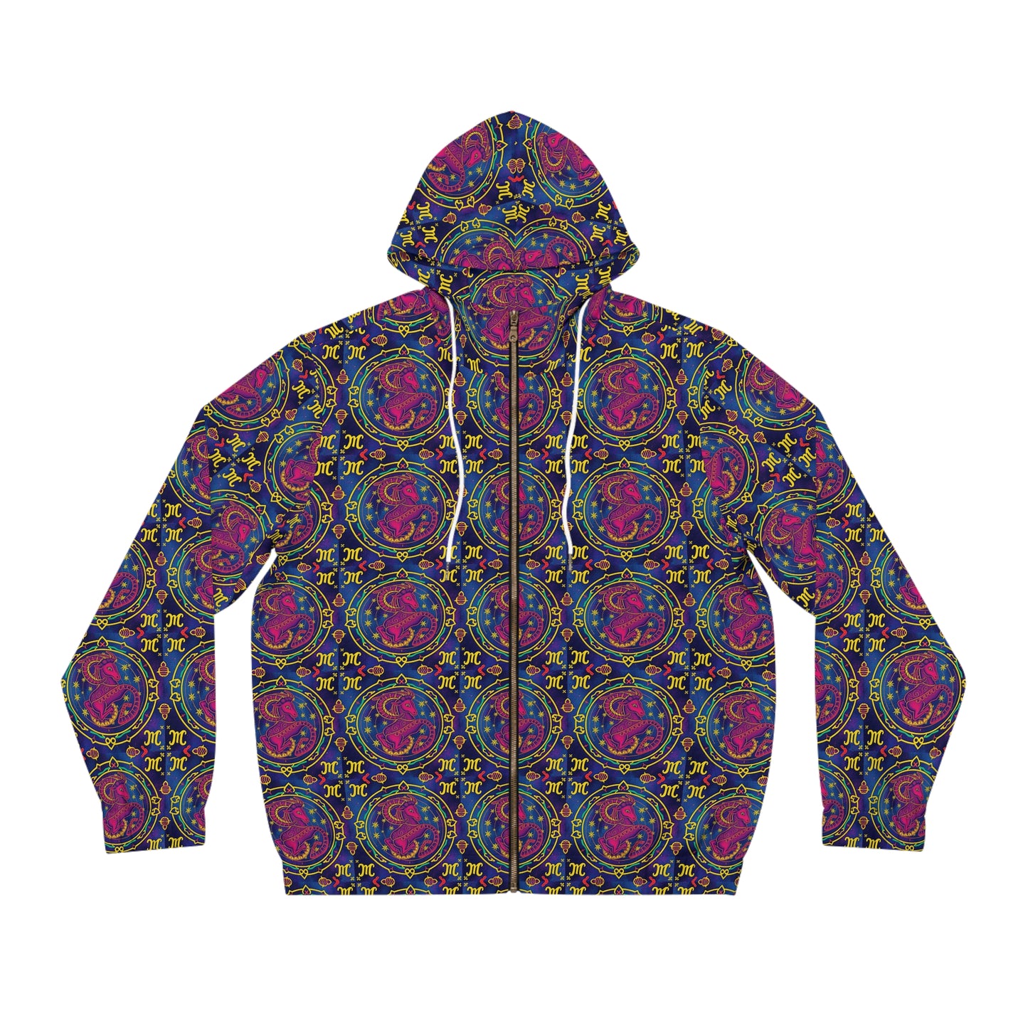 Full-Zip Hoodie (AOP), Capricorn, Zodiac v3, Pattern