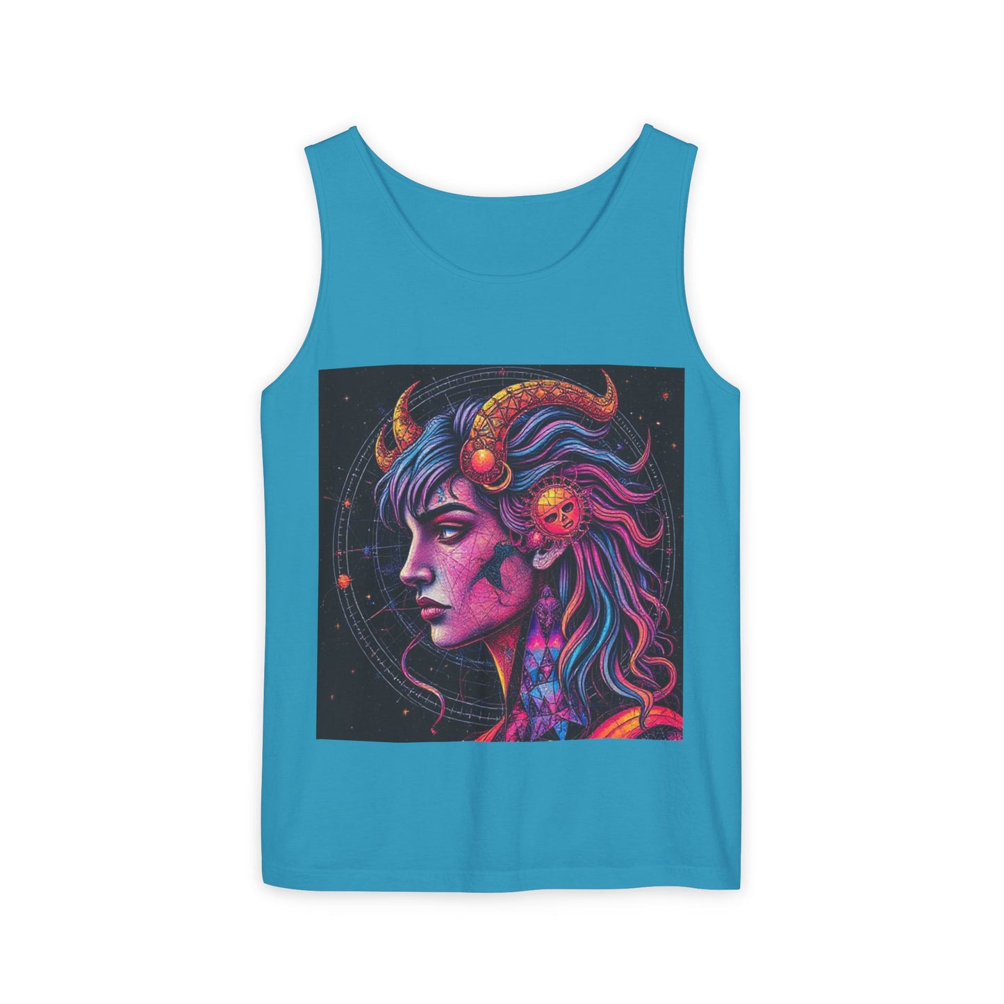 Unisex Garment-Dyed, Tank Top, Virgo Design, Pop Art v1, 100% US cotton