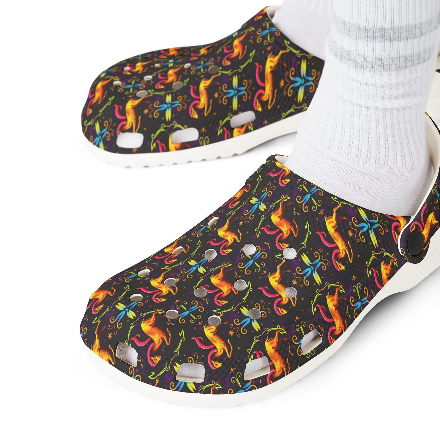 EVA Foam Rubber Shoes, (AOP), Aries, Zodiac v2, Pattern