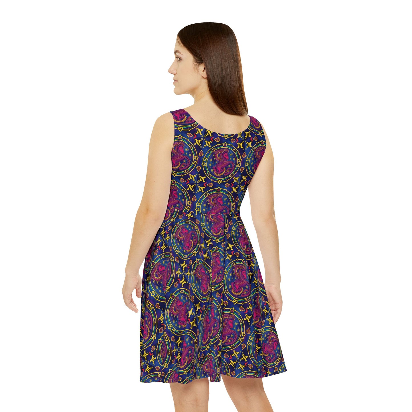 Women's Skater Dress, AOP, Zodiac v1, Capricorn, Pattern