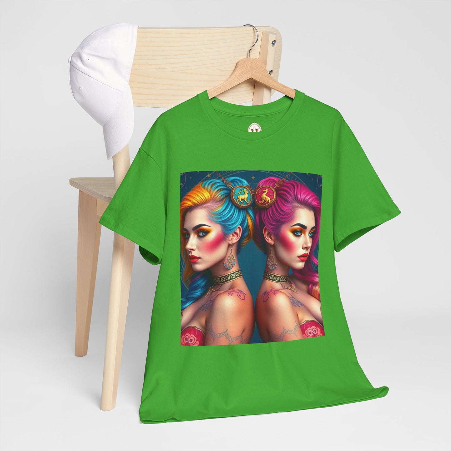 Unisex Heavy Cotton T-Shirt, Gemini, Zodiac v2, Sexy Art