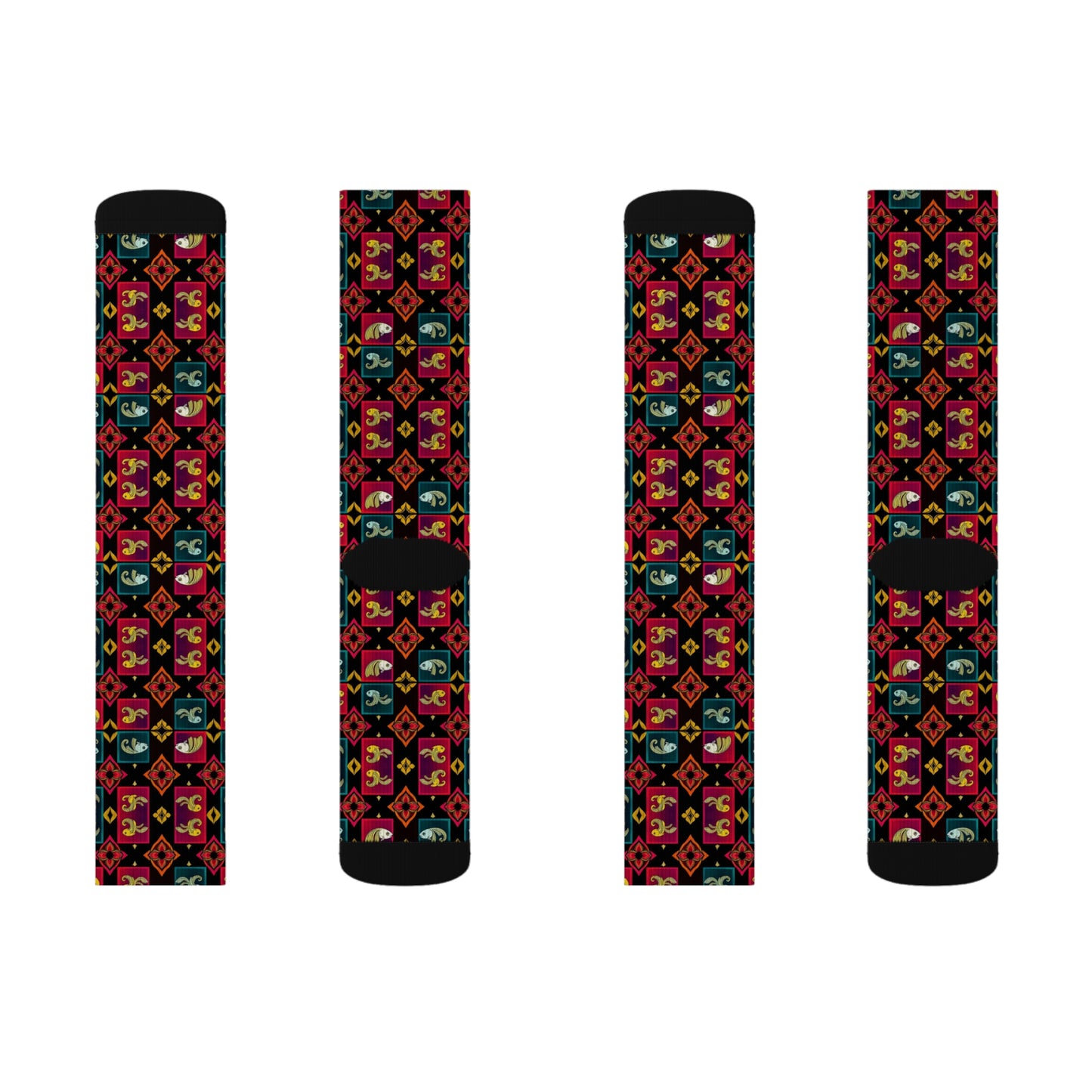 Sublimation Socks, Pisces, Zodiac v1, Shapes Pattern