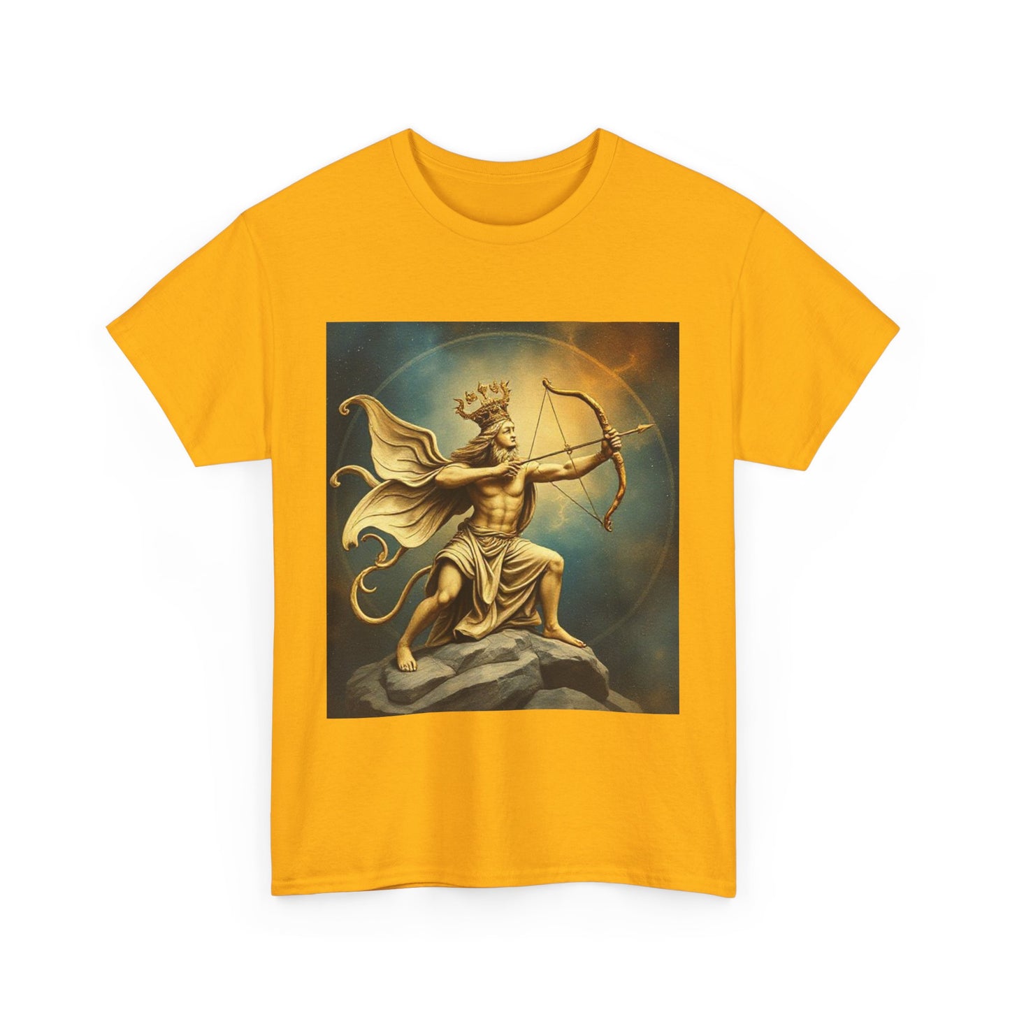 Unisex Heavy Cotton T-Shirt, Sagittarius King, Bow & Arrow v1, Zodiac Design