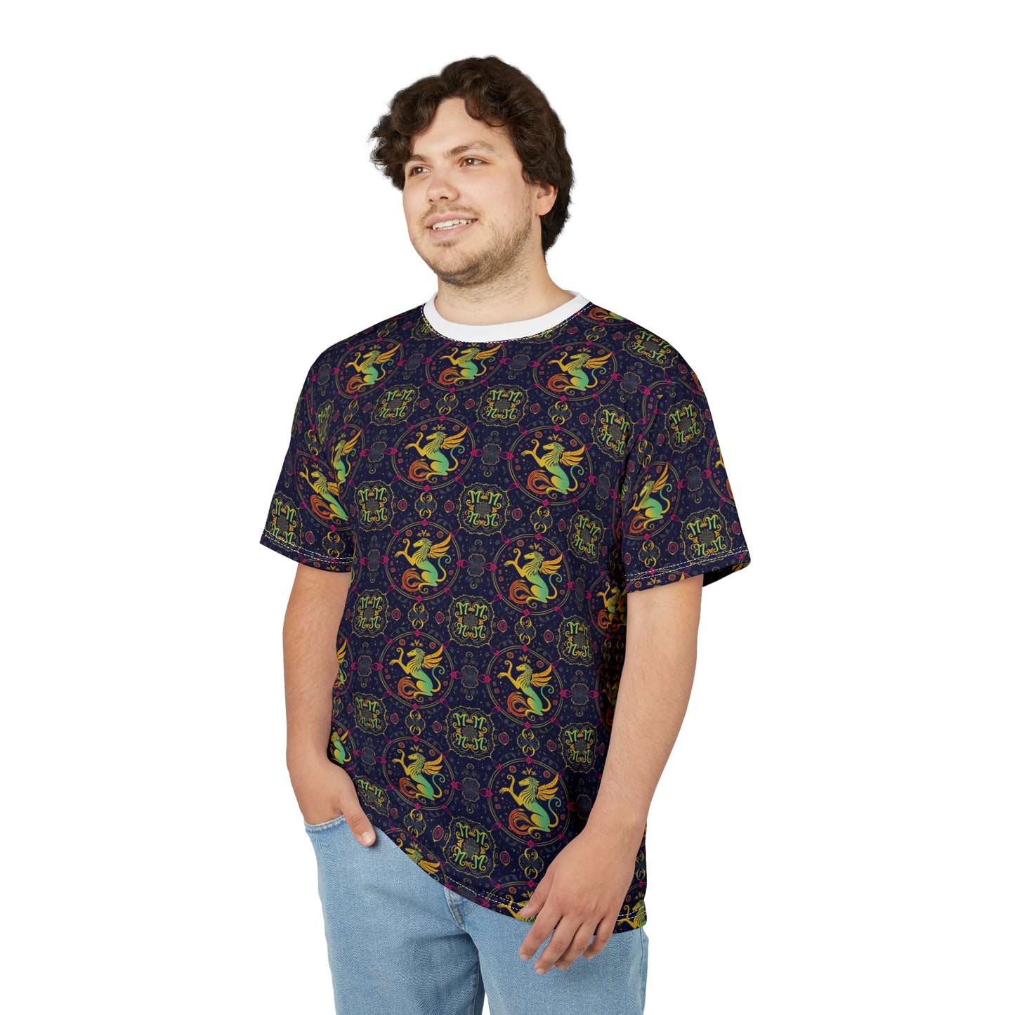 Unisex Cut & Sew T-Shirt, AOP, Virgo, Zodiac v1, Pattern