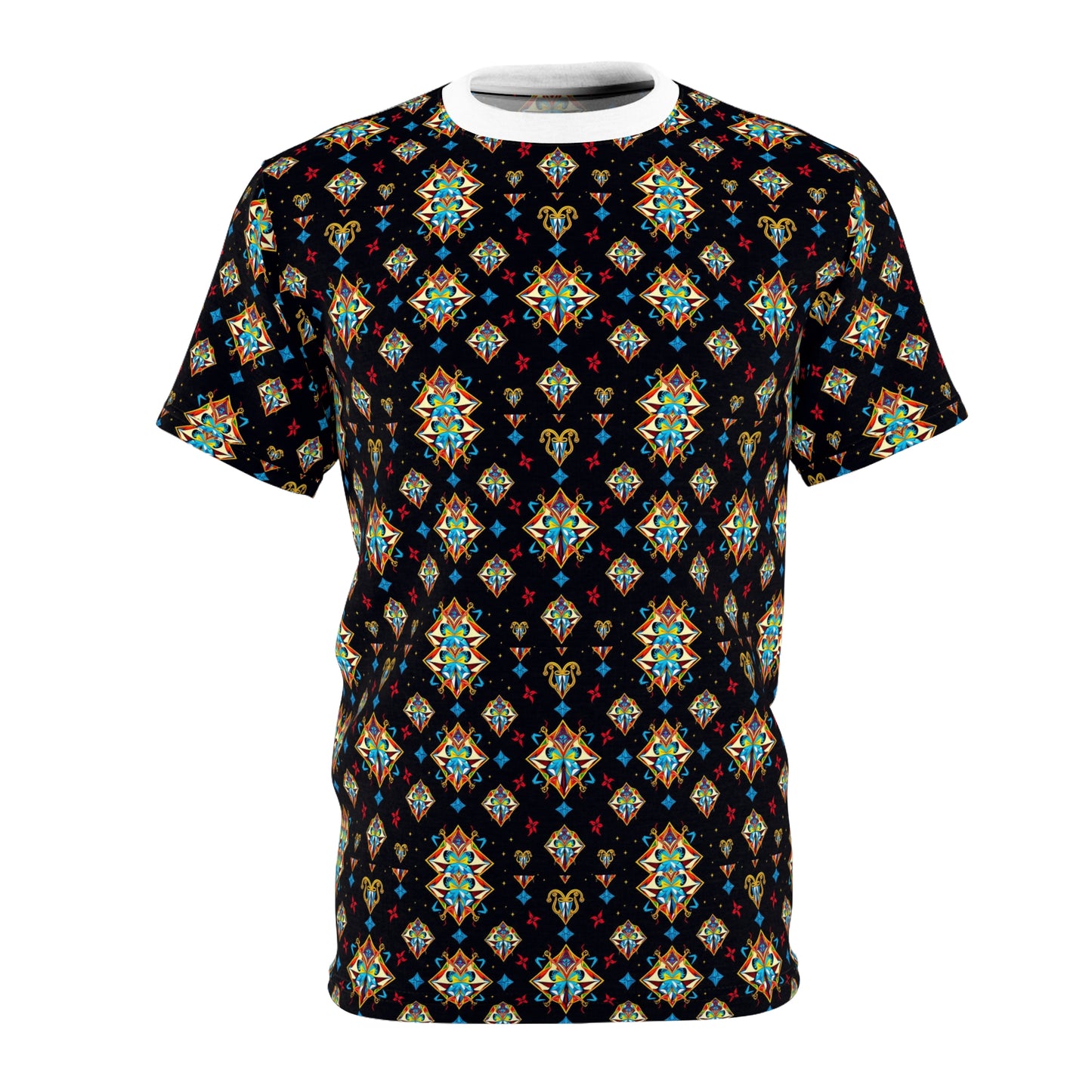 Unisex Cut & Sew T-Shirt, (AOP), Sagittarius, Zodiac v1, Jewels Pattern