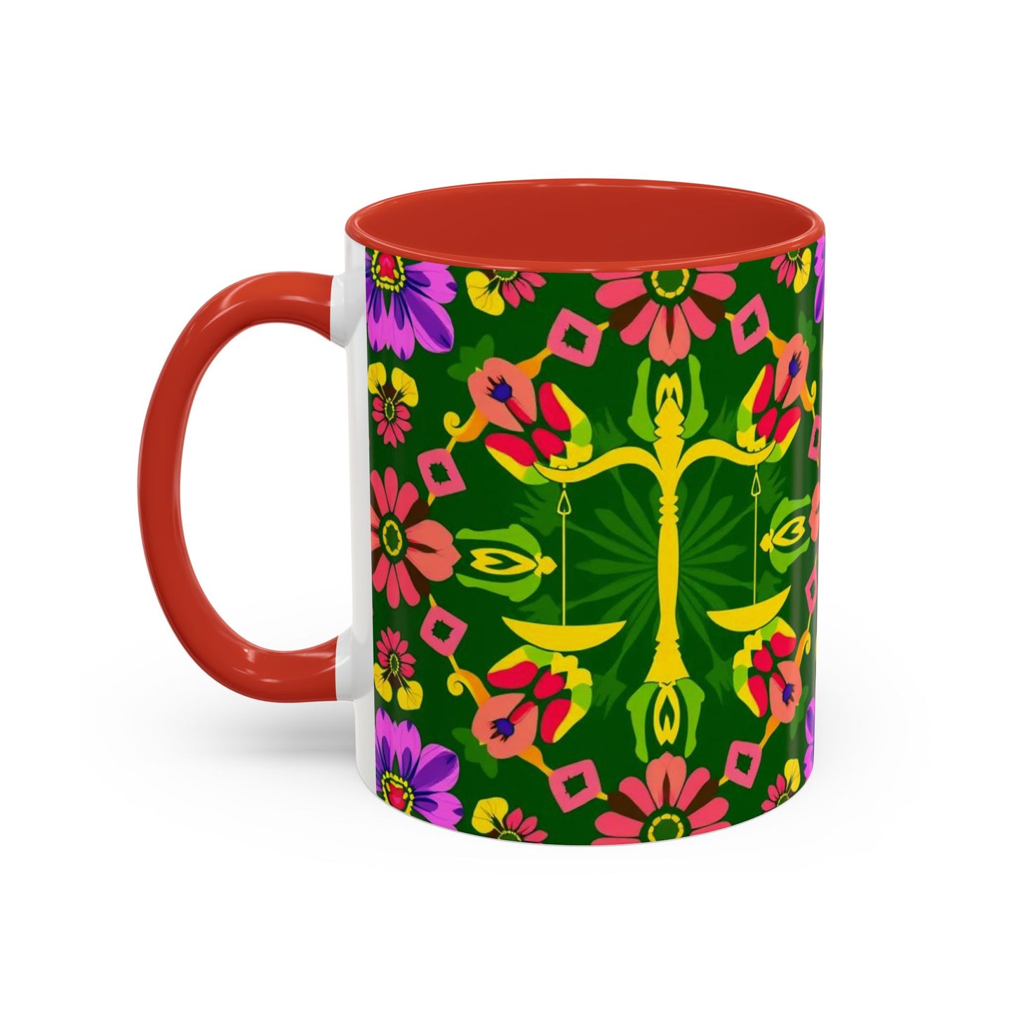 Accent Coffee Mug, Libra, Zodiac, Flower Pattern, (11, 15oz)