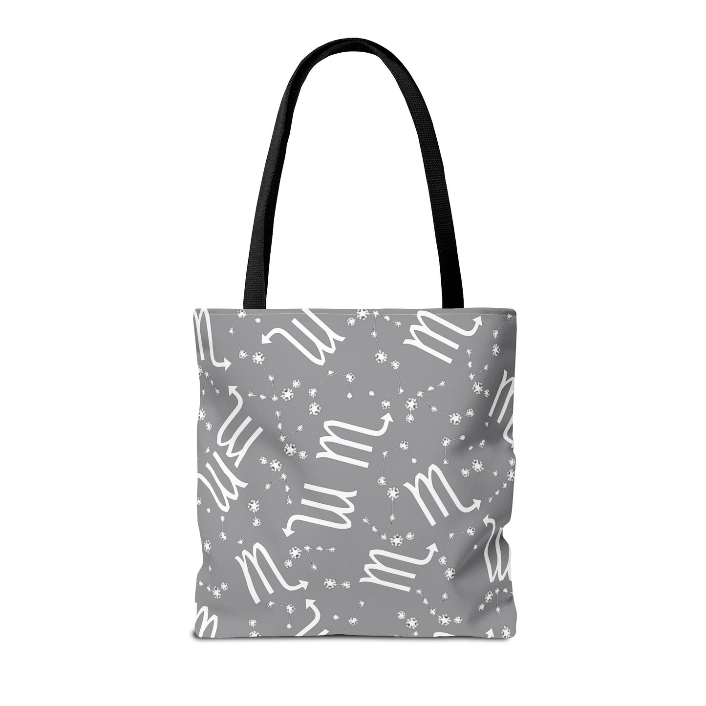 Tote Bag, Scorpio Zodiac Sign, AOP, (Grey, White)