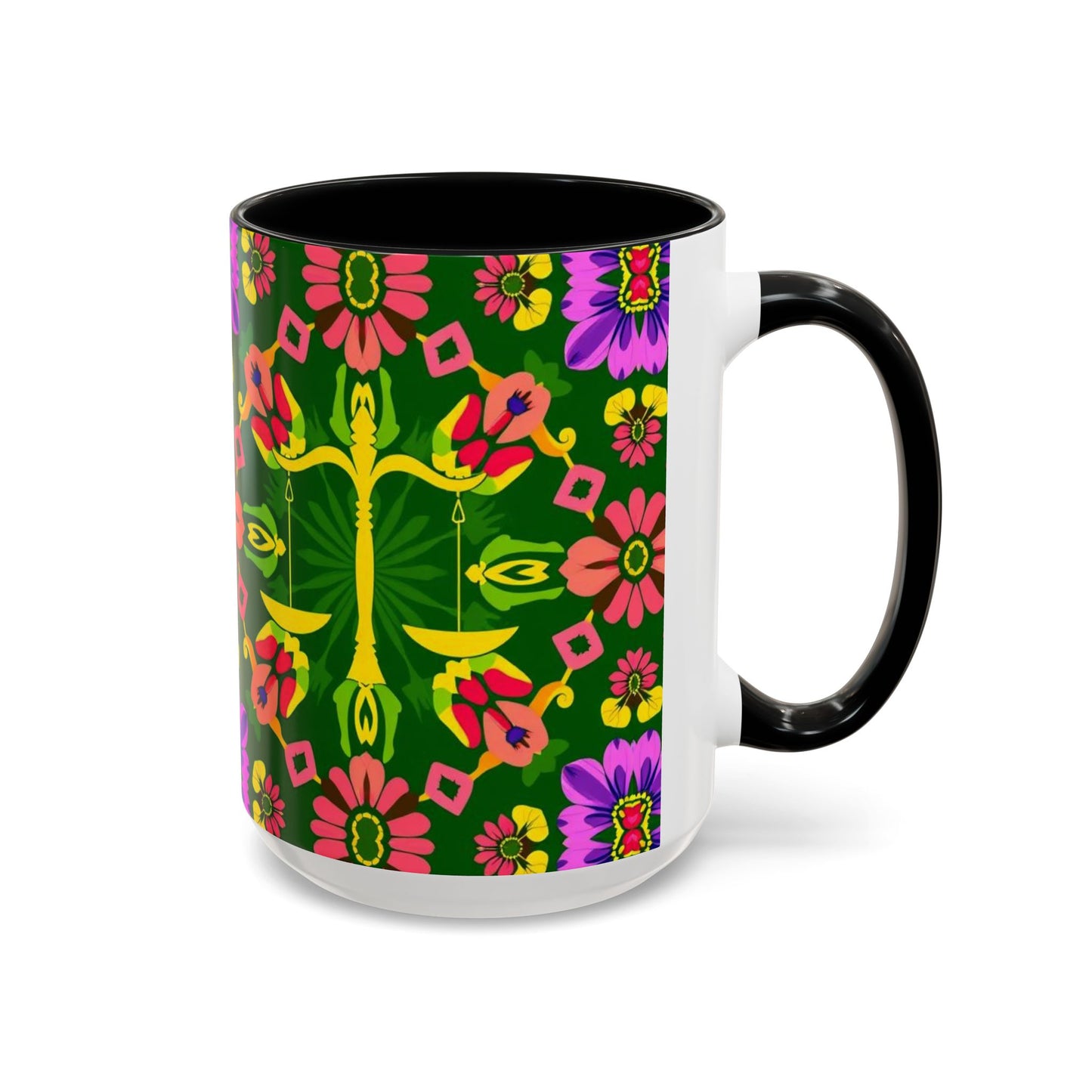 Accent Coffee Mug, Libra, Zodiac, Flower Pattern, (11, 15oz)