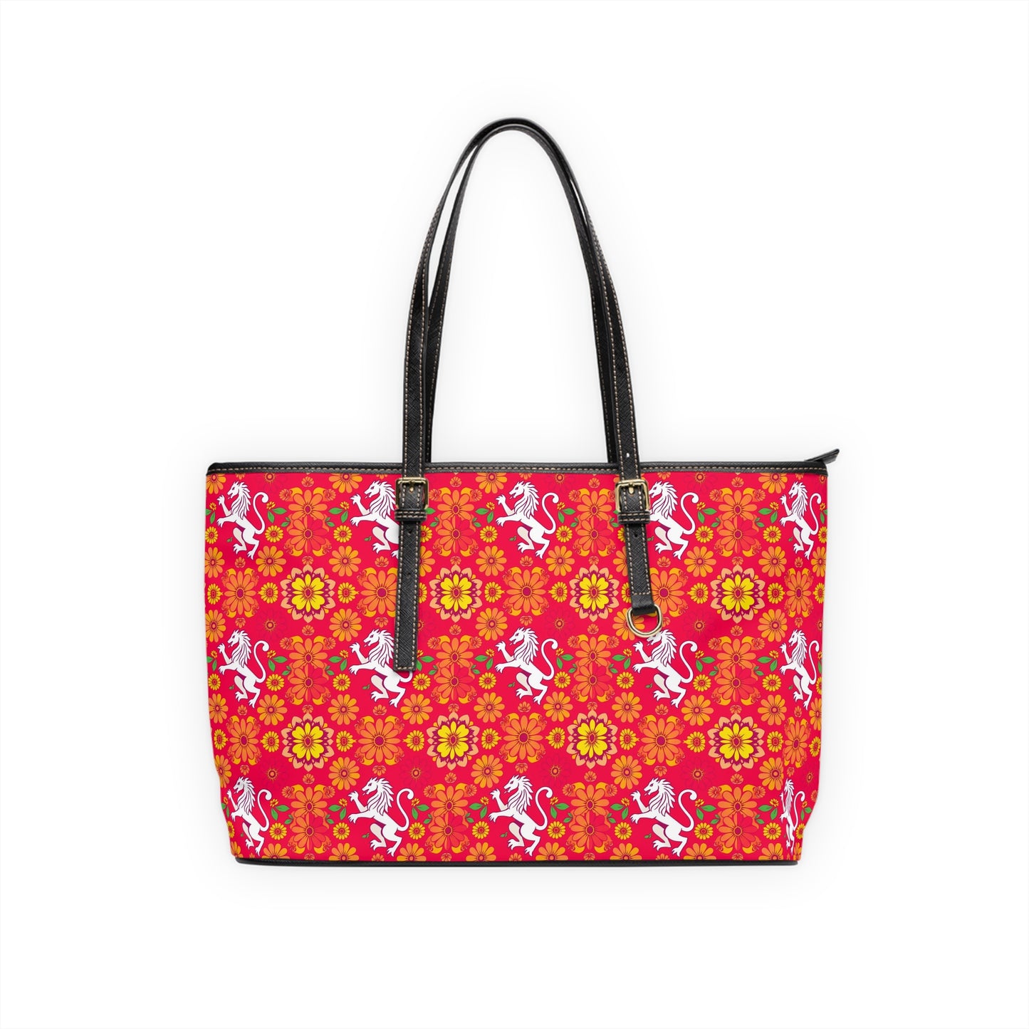 Leather Shoulder Bag, Leo, Zodiac, Flower Pattern