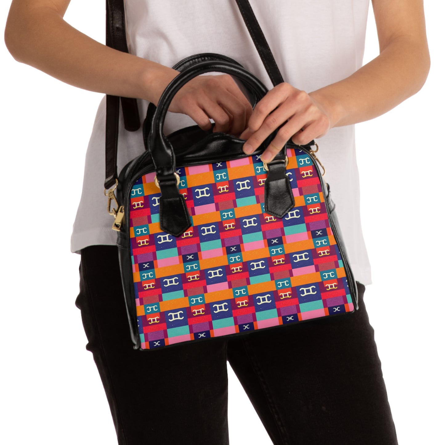 Shoulder Handbag, Gemini, Zodiac v1, Shapes Pattern