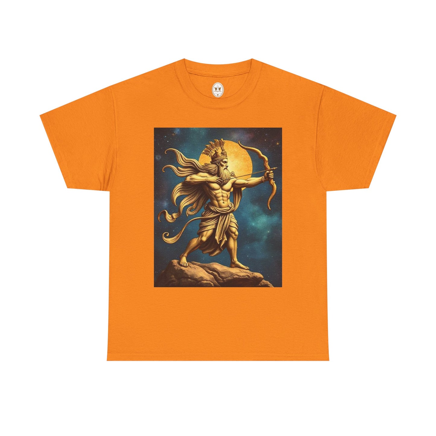 Unisex Heavy Cotton T-Shirt, Midnight Arrow, Sagittarius Zodiac Design