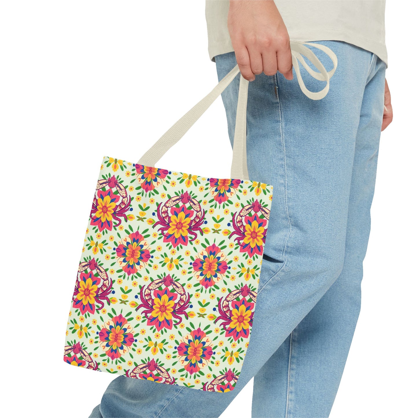 Tote Bag (AOP), Cancer, Zodiac v1, Flower Pattern