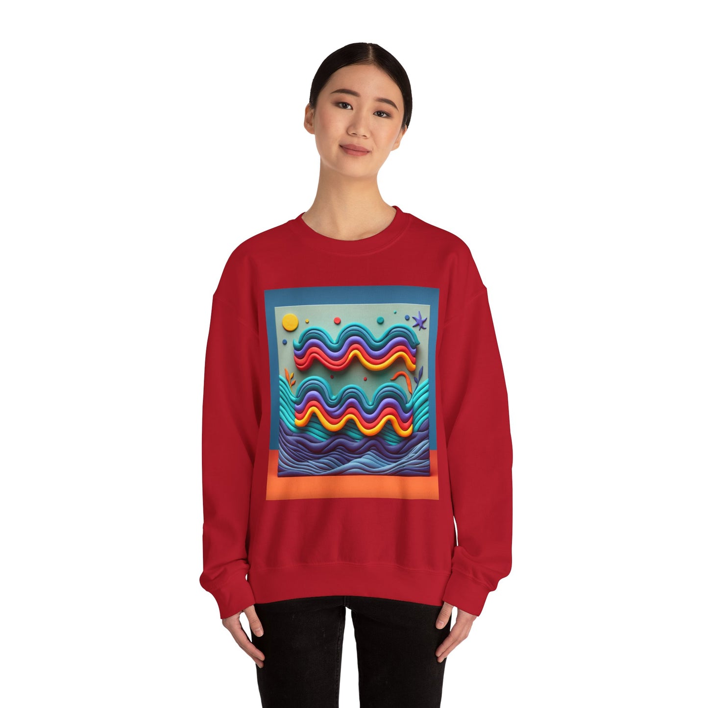 Unisex Heavy Blend™ Crewneck Sweatshirt, Water Painting, Aquarius Zodiac Design
